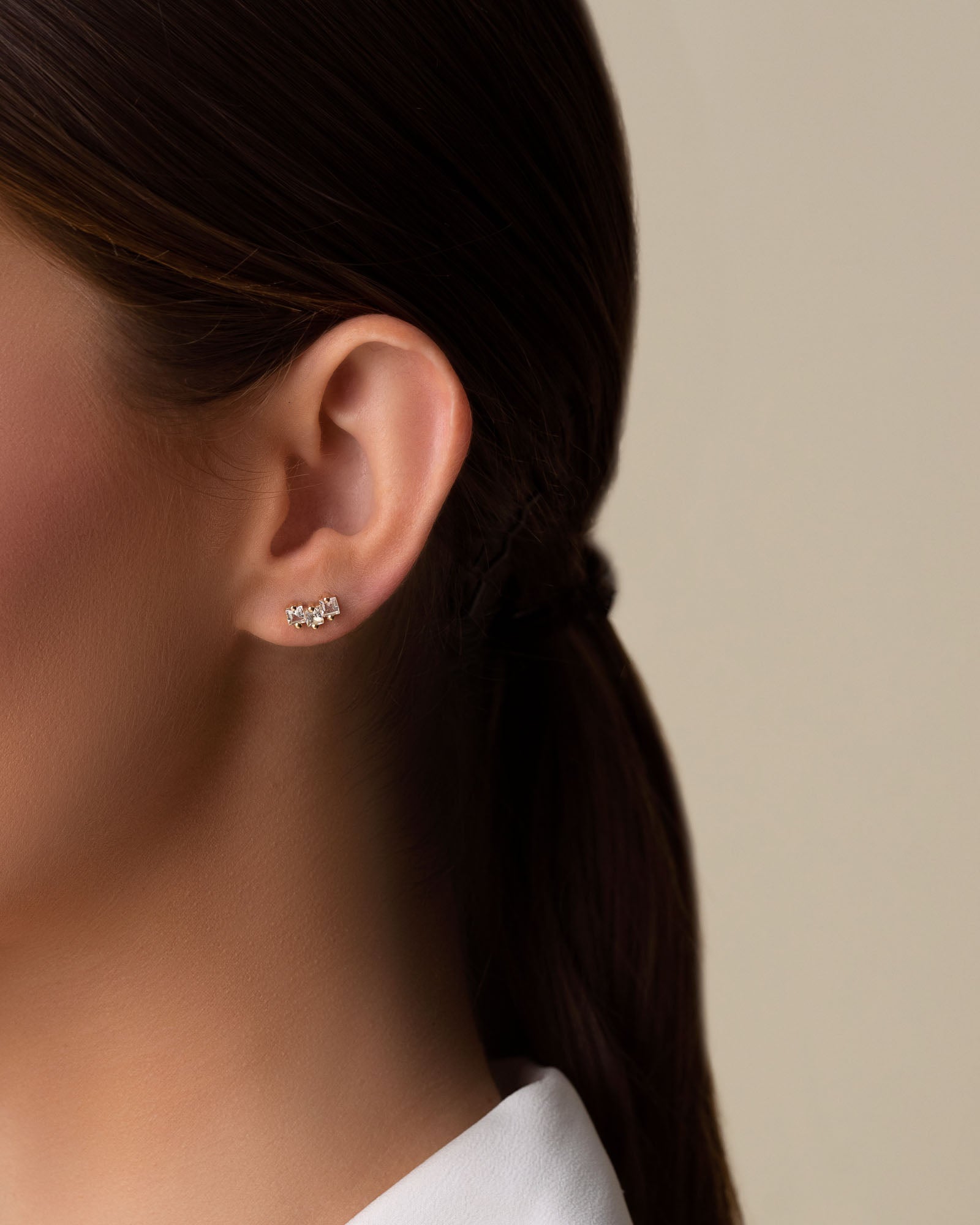 Kalan By Suzanne Kalan Cierra White Topaz Midi Studs in 14k yellow gold