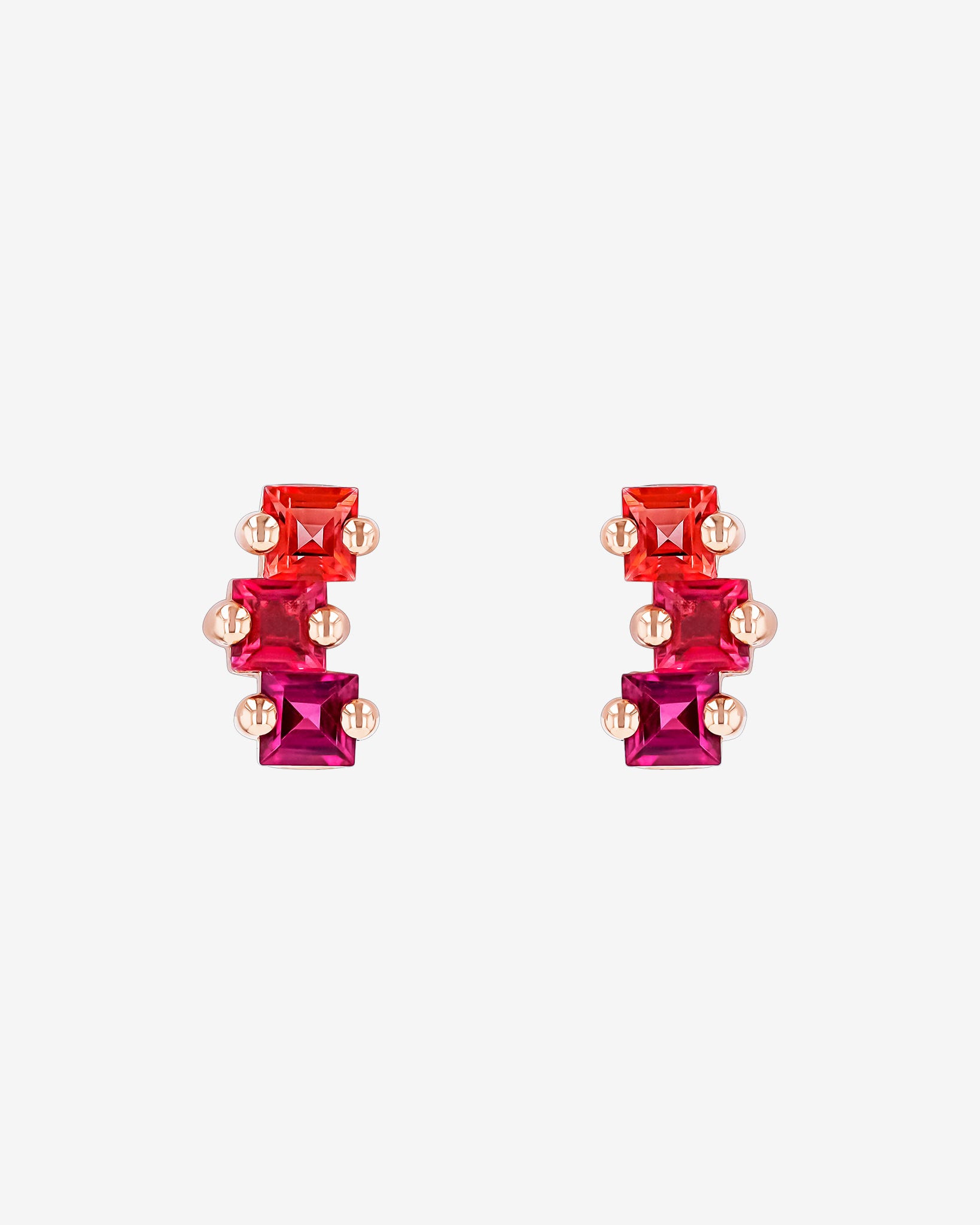 Kalan By Suzanne Kalan Cierra Red Ombre Midi Studs in 14k rose gold