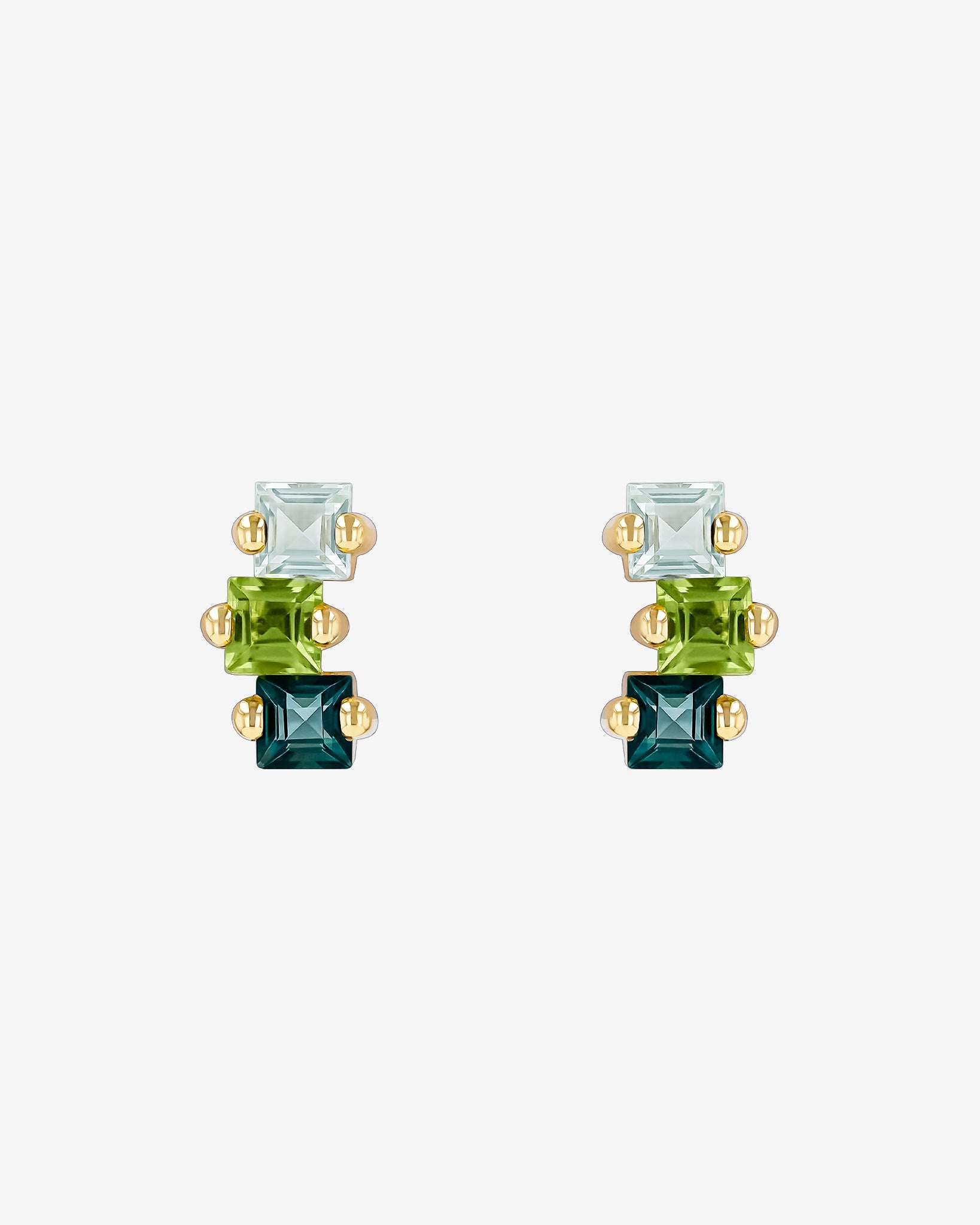 Suzanne Kalan Cierra Green Ombre Midi Studs in 14k yellow gold