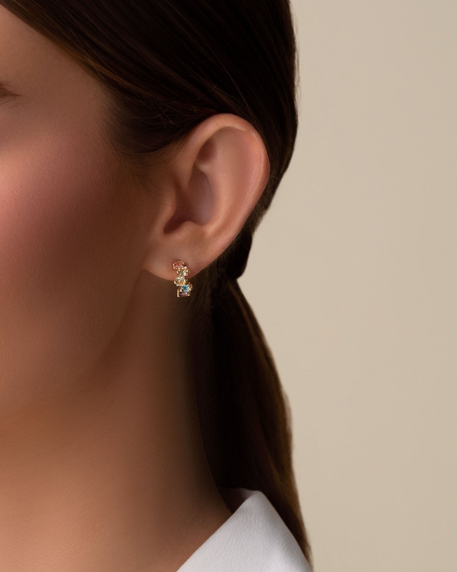 Suzanne Kalan Cierra Pastel Mini Hoops in 14k yellow gold