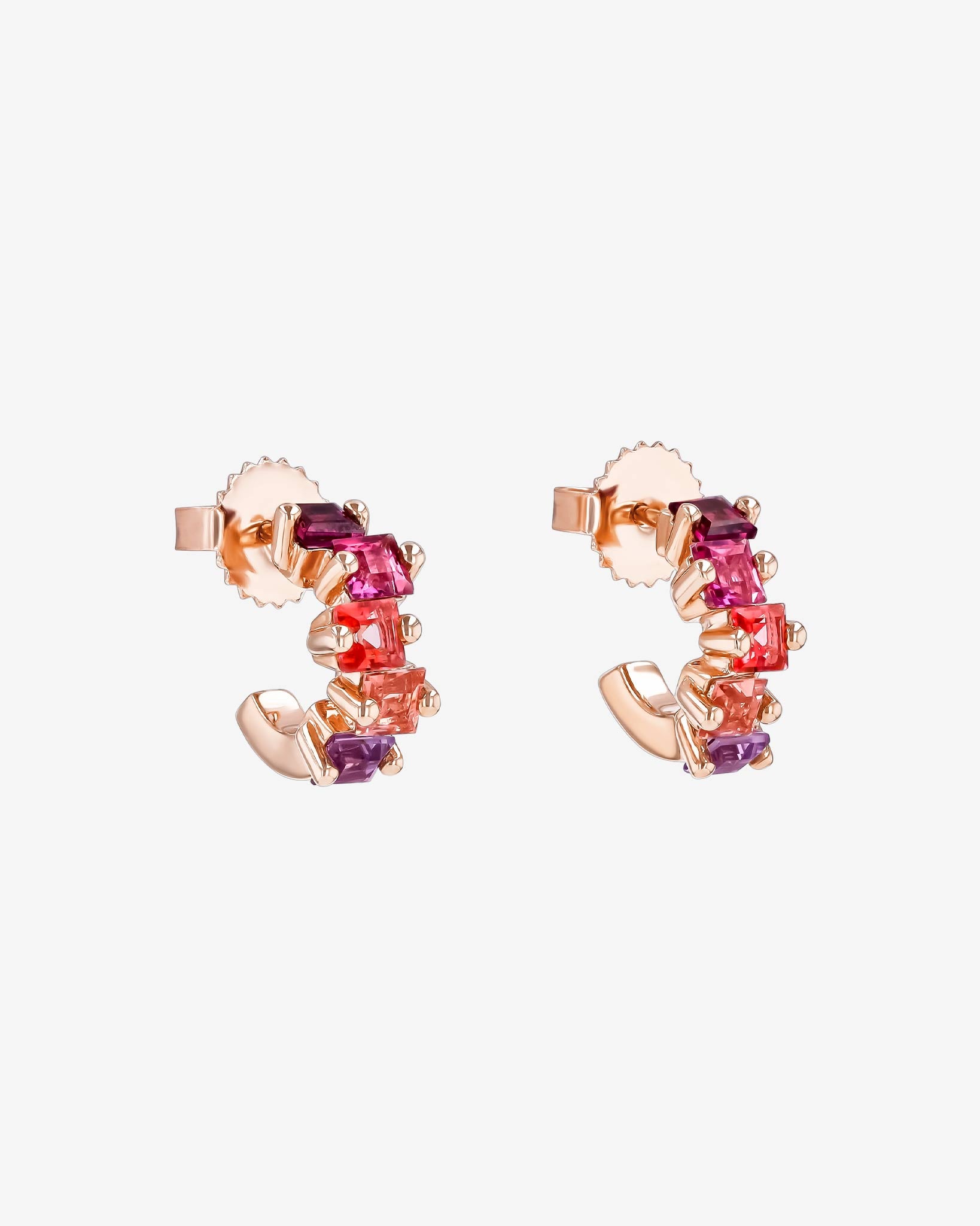 Suzanne Kalan Cierra Red Ombre Mini Hoops in 14k rose gold