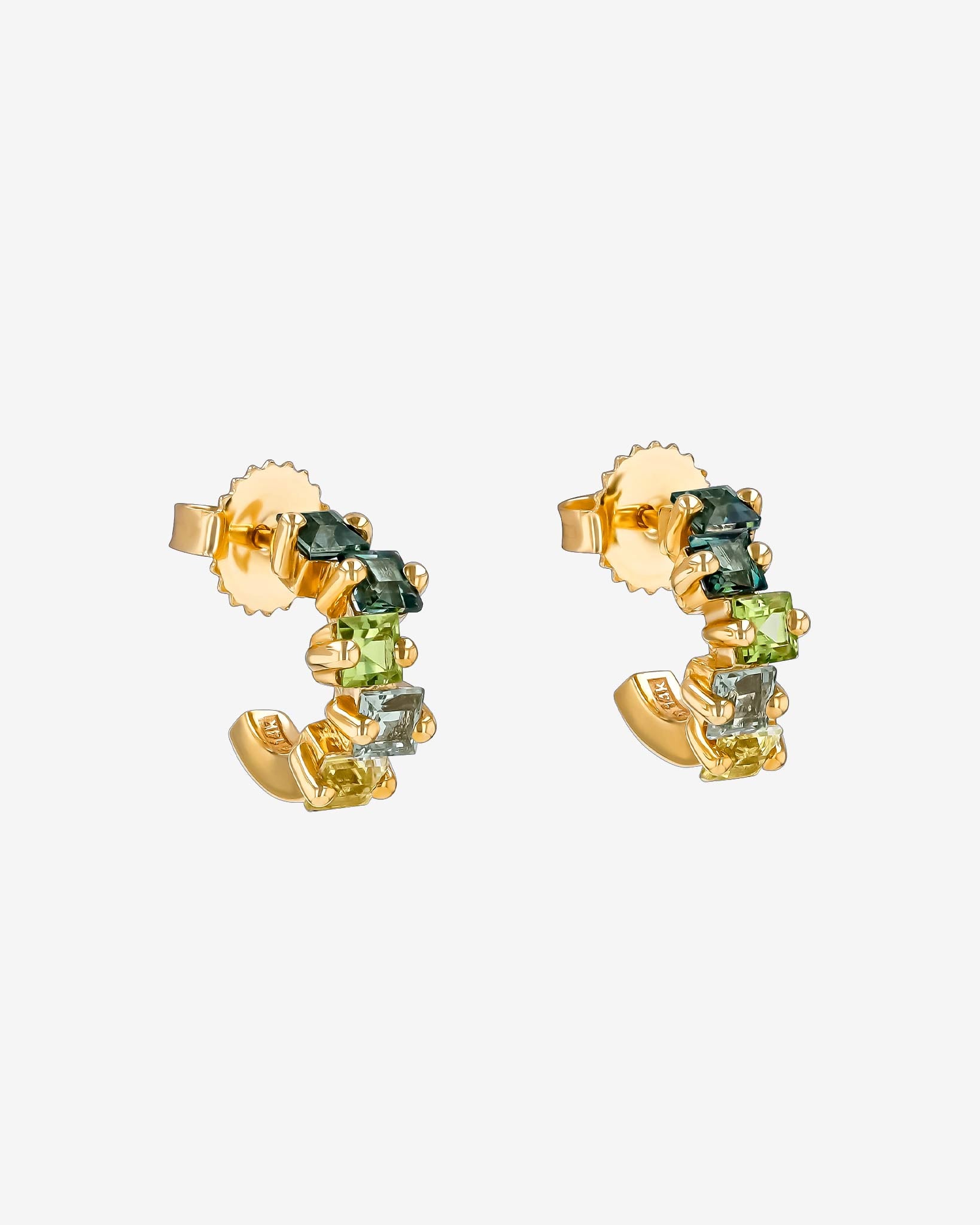 Kalan By Suzanne Kalan Cierra Green Ombre Mini Hoops in 14k yellow gold