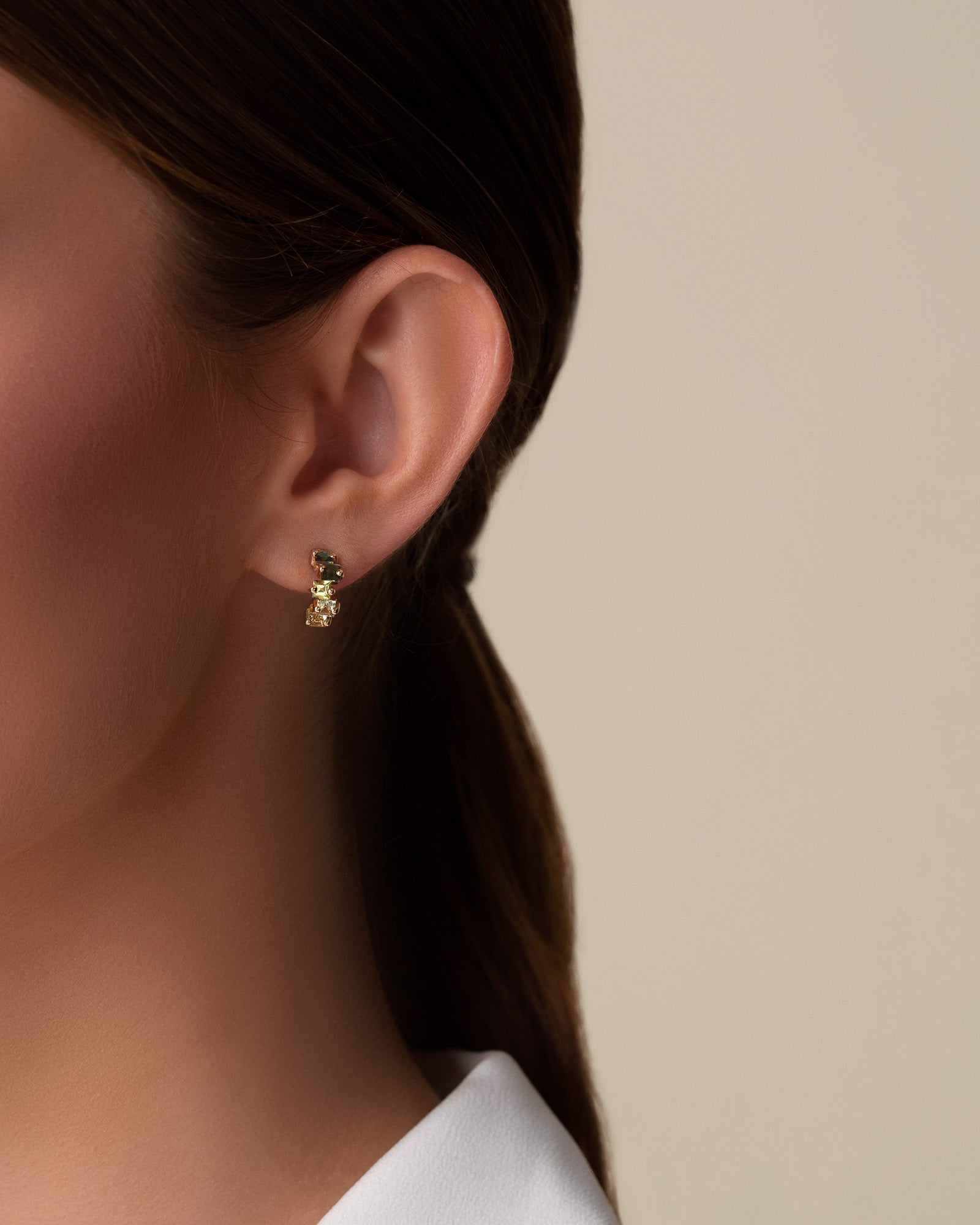 Kalan By Suzanne Kalan Cierra Green Ombre Mini Hoops in 14k yellow gold