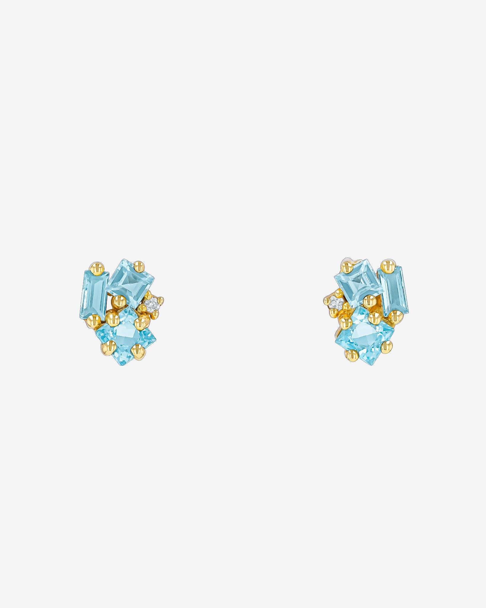 Kalan By Suzanne Kalan Nadima Blue Topaz Cluster Studs in 14k yellow gold