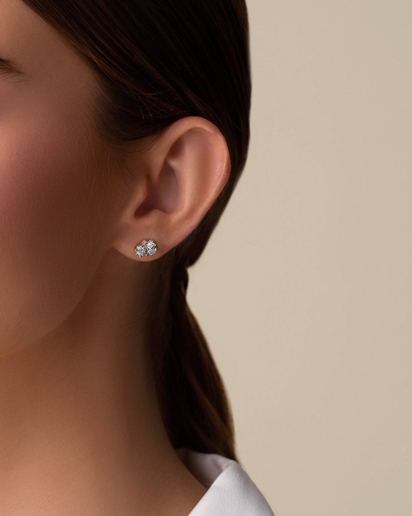 Kalan By Suzanne Kalan Nadima Blue Topaz Cluster Studs in 14k yellow goldKalan By Suzanne Kalan Nadima Blue Topaz Cluster Studs in 14k yellow gold