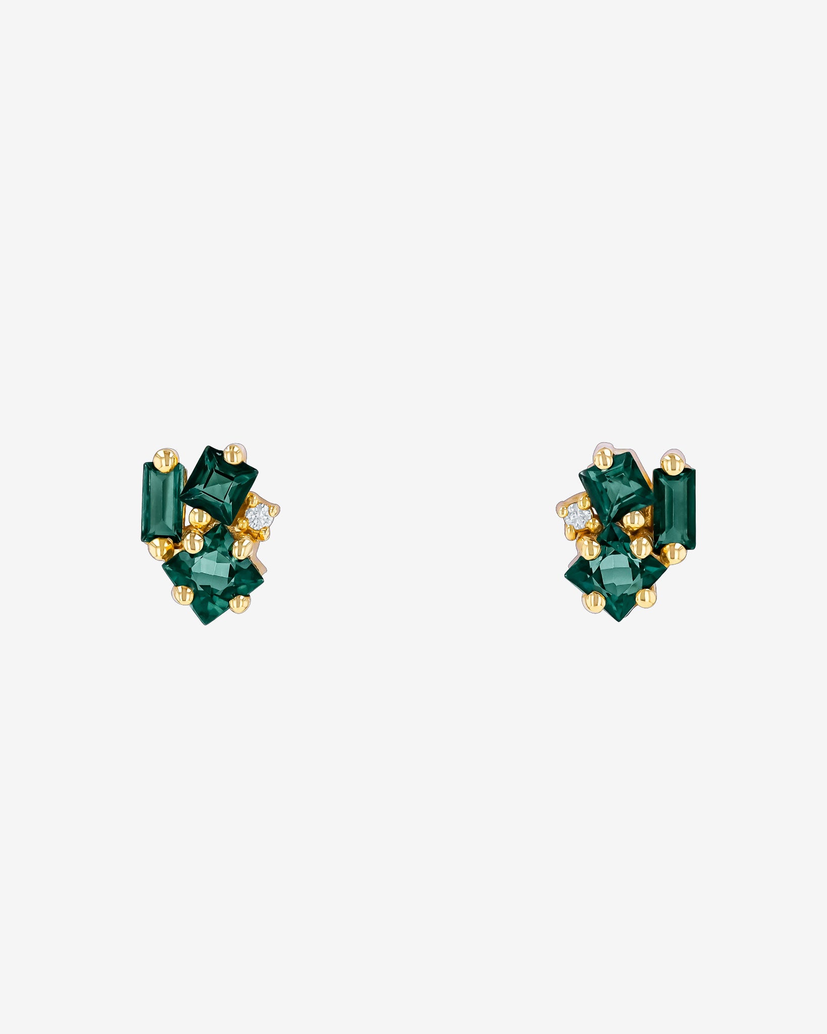 Kalan By Suzanne Kalan Nadima Green Envy Topaz Cluster Studs in 14k yellow gold