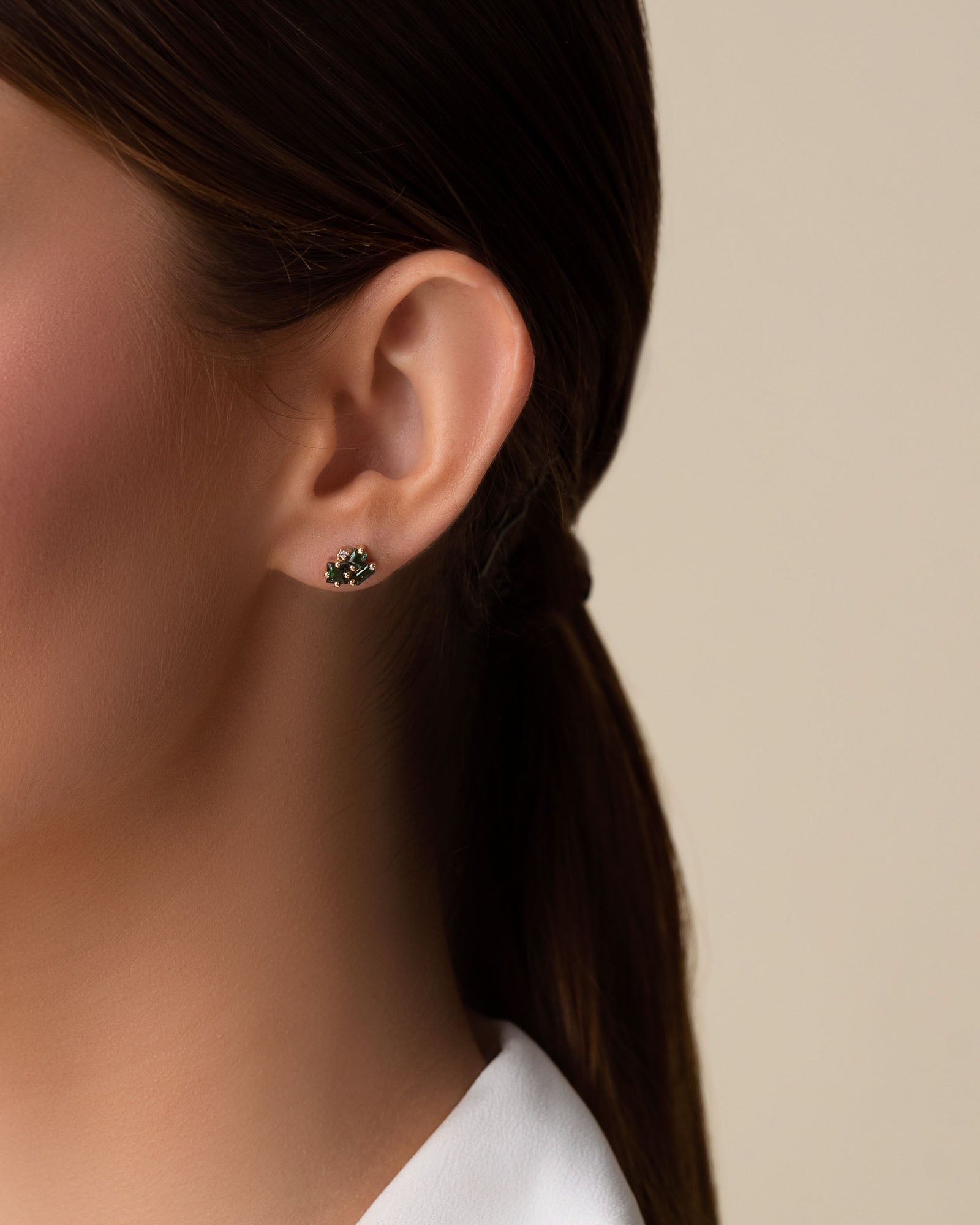 Kalan By Suzanne Kalan Nadima Green Envy Topaz Cluster Studs in 14k yellow gold