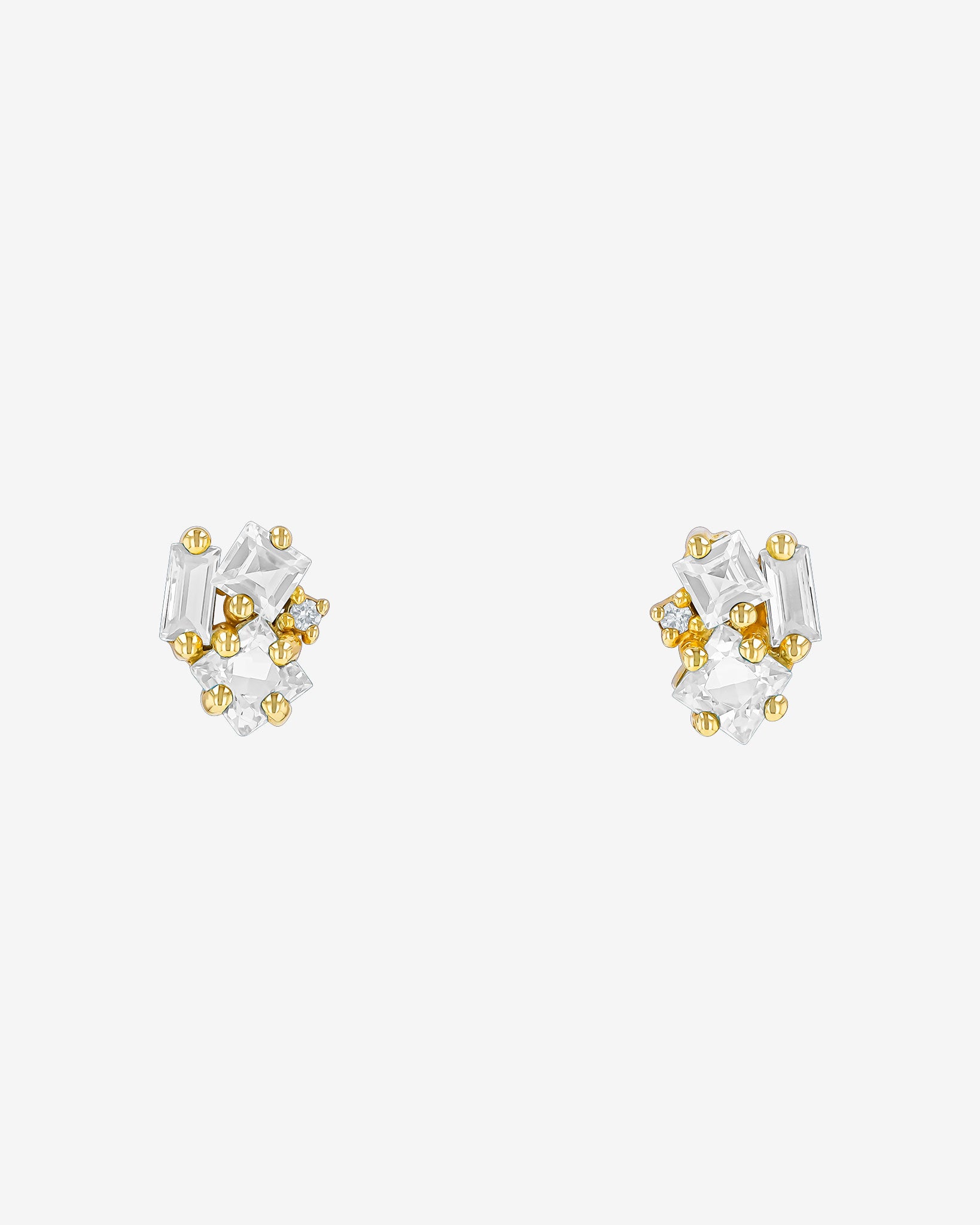 Kalan By Suzanne Kalan Nadima White Topaz Cluster Studs in 14k yellow gold