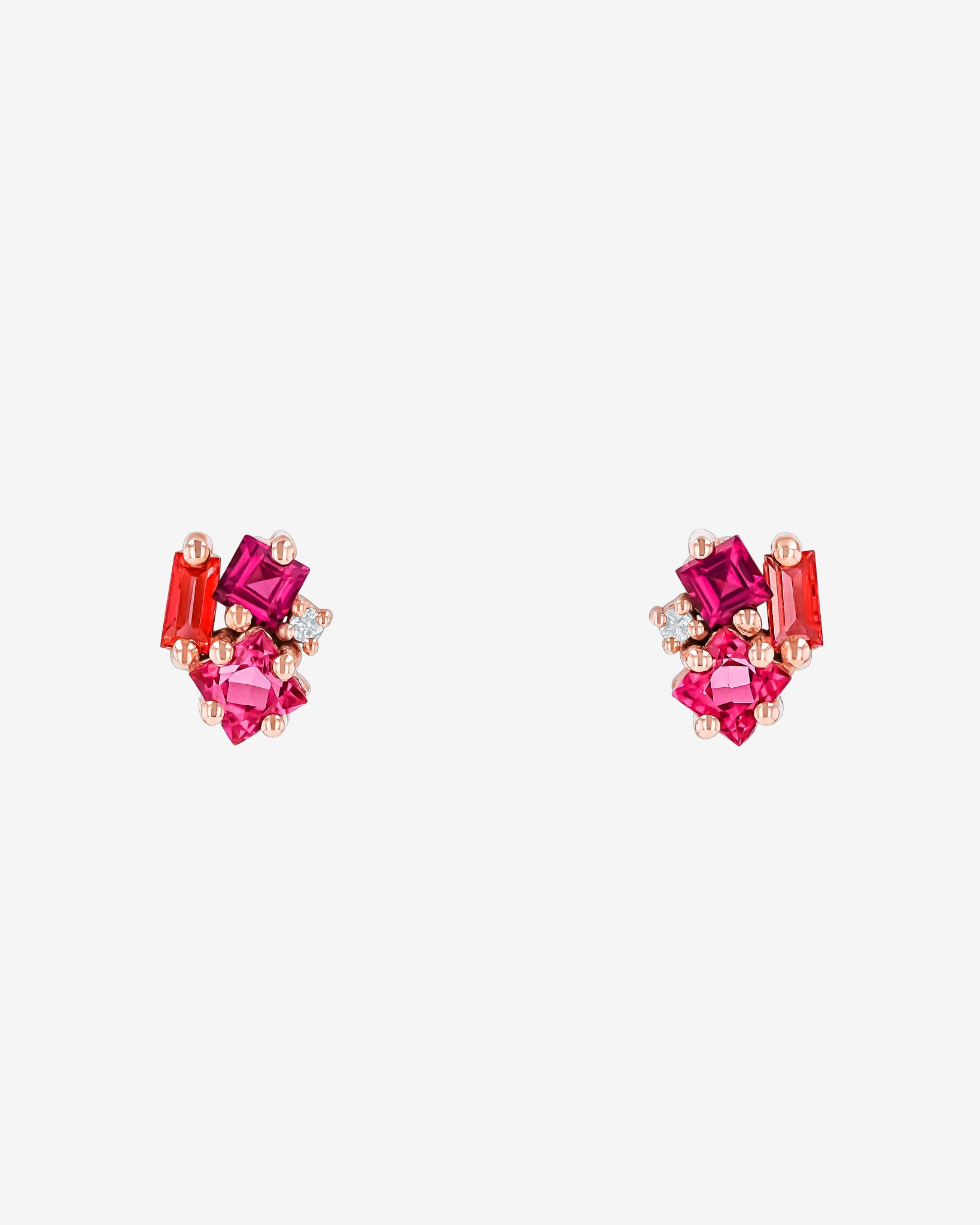 Kalan By Suzanne Kalan Nadima Red Mix Cluster Studs in 14k rose gold