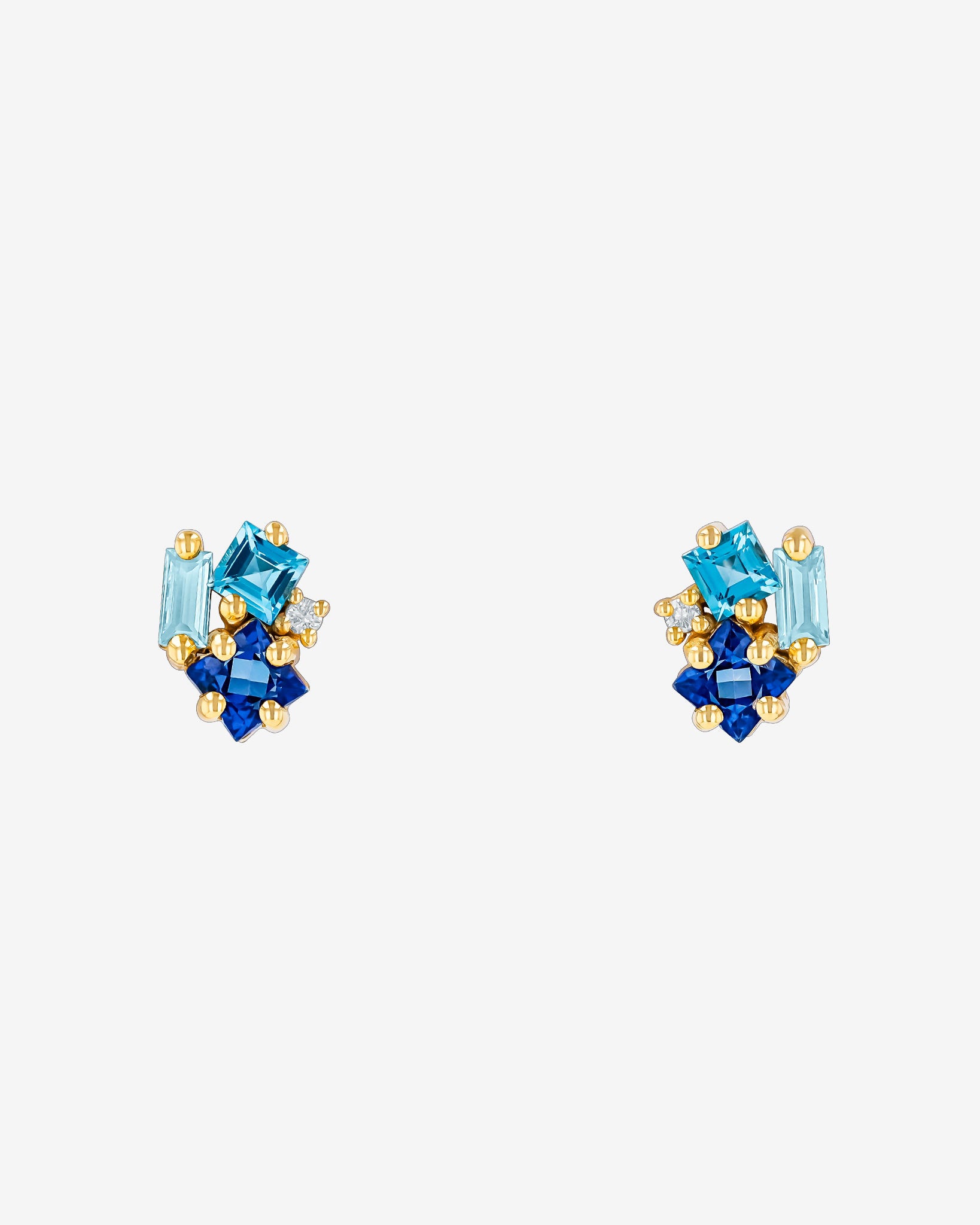 Kalan By Suzanne Kalan Nadima Blue Mix Cluster Studs in 14k yellow gold