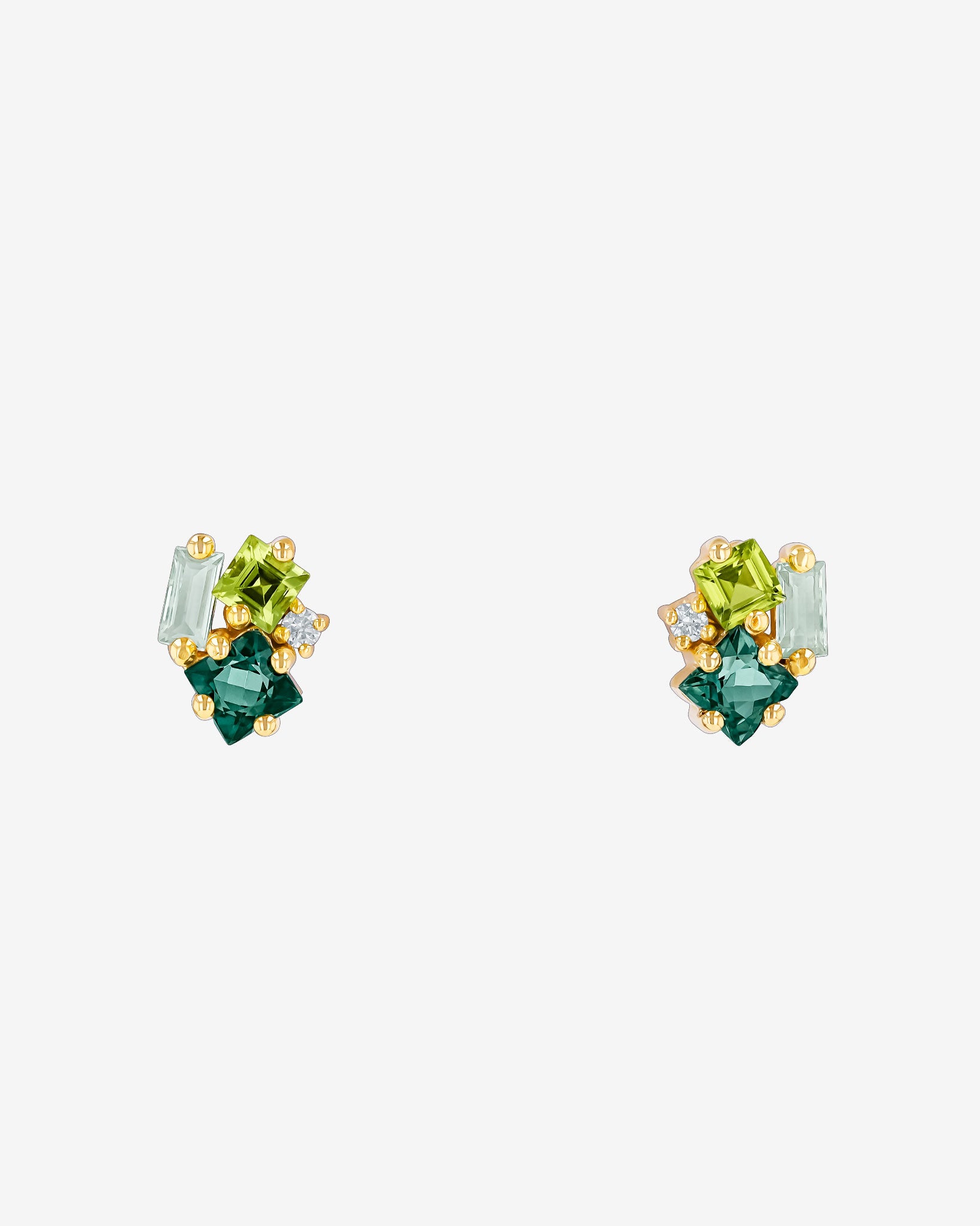 Kalan By Suzanne Kalan Nadima Green Mix Cluster Studs in 14k yellow gold