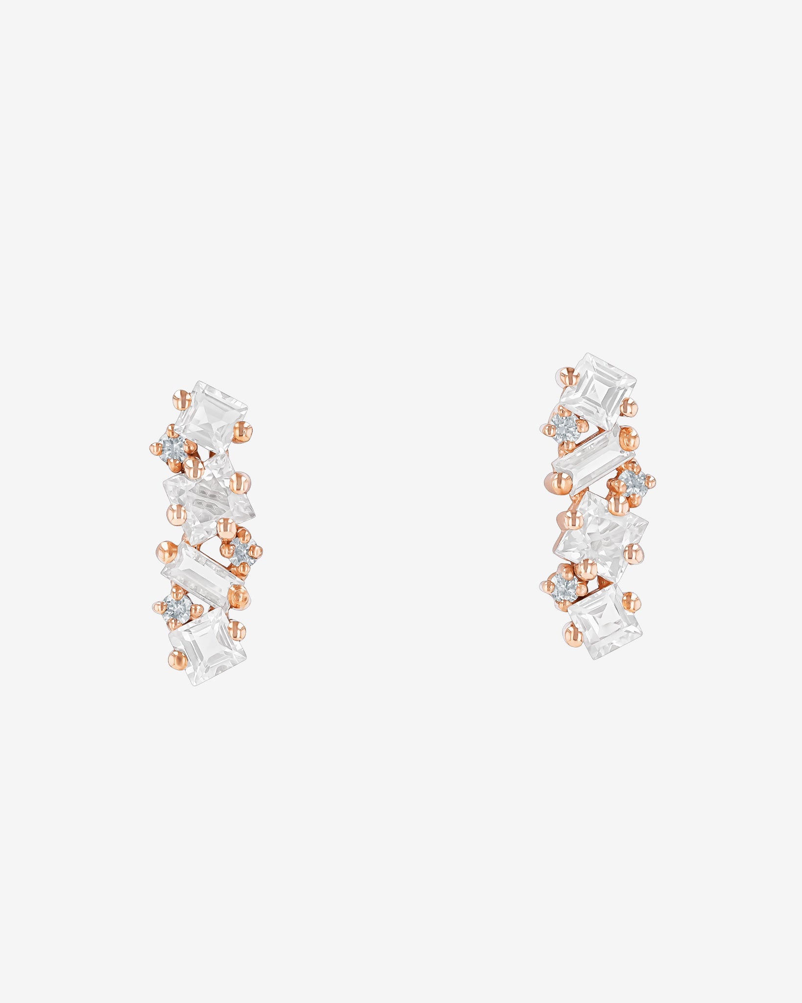 Kalan By Suzanne Kalan Nadima White Topaz Bar Studs in 14k rose gold