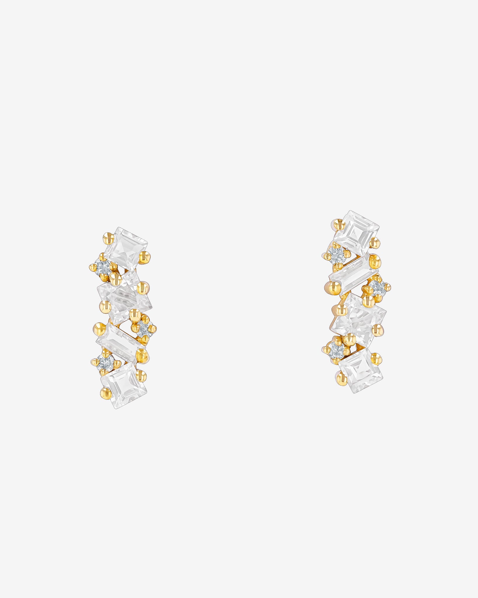 Kalan By Suzanne Kalan Nadima White Topaz Bar Studs in 14k yellow gold