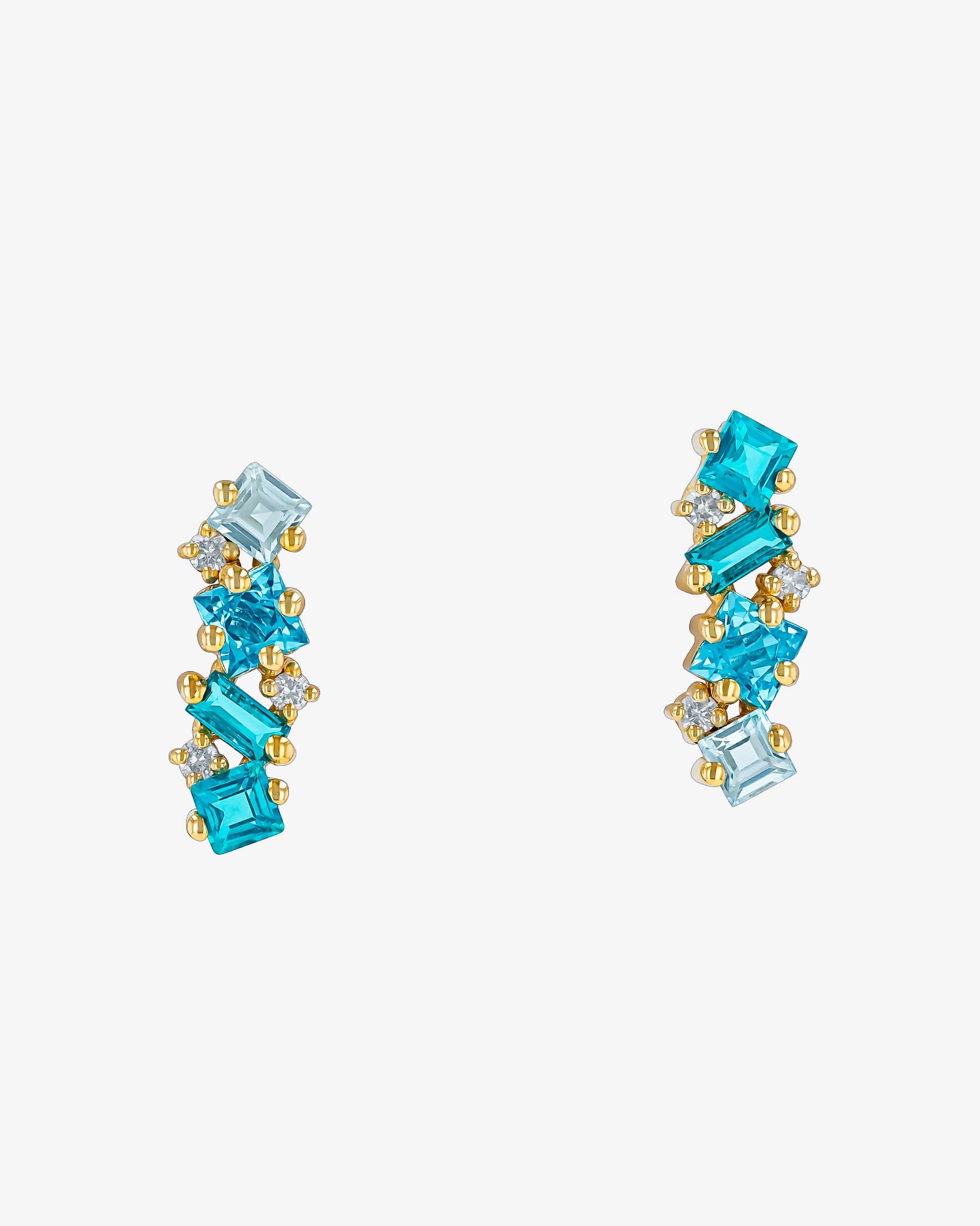 Kalan By Suzanne Kalan Nadima Light Blue Ombre Bar Studs in 14k yellow gold