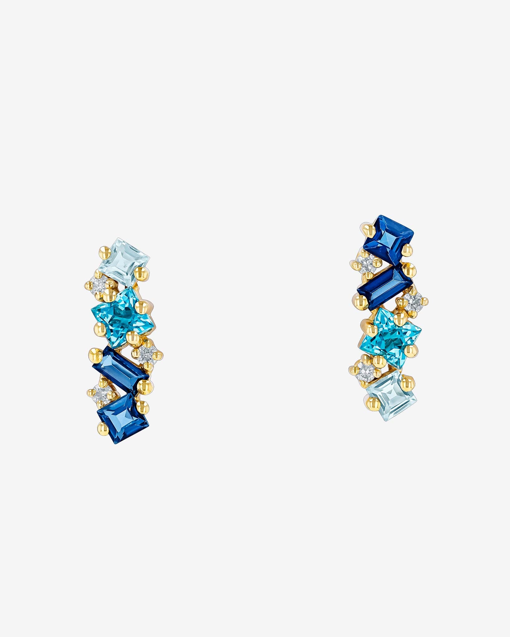 Kalan By Suzanne Kalan Nadima Blue Ombre Bar Studs in 14k yellow gold