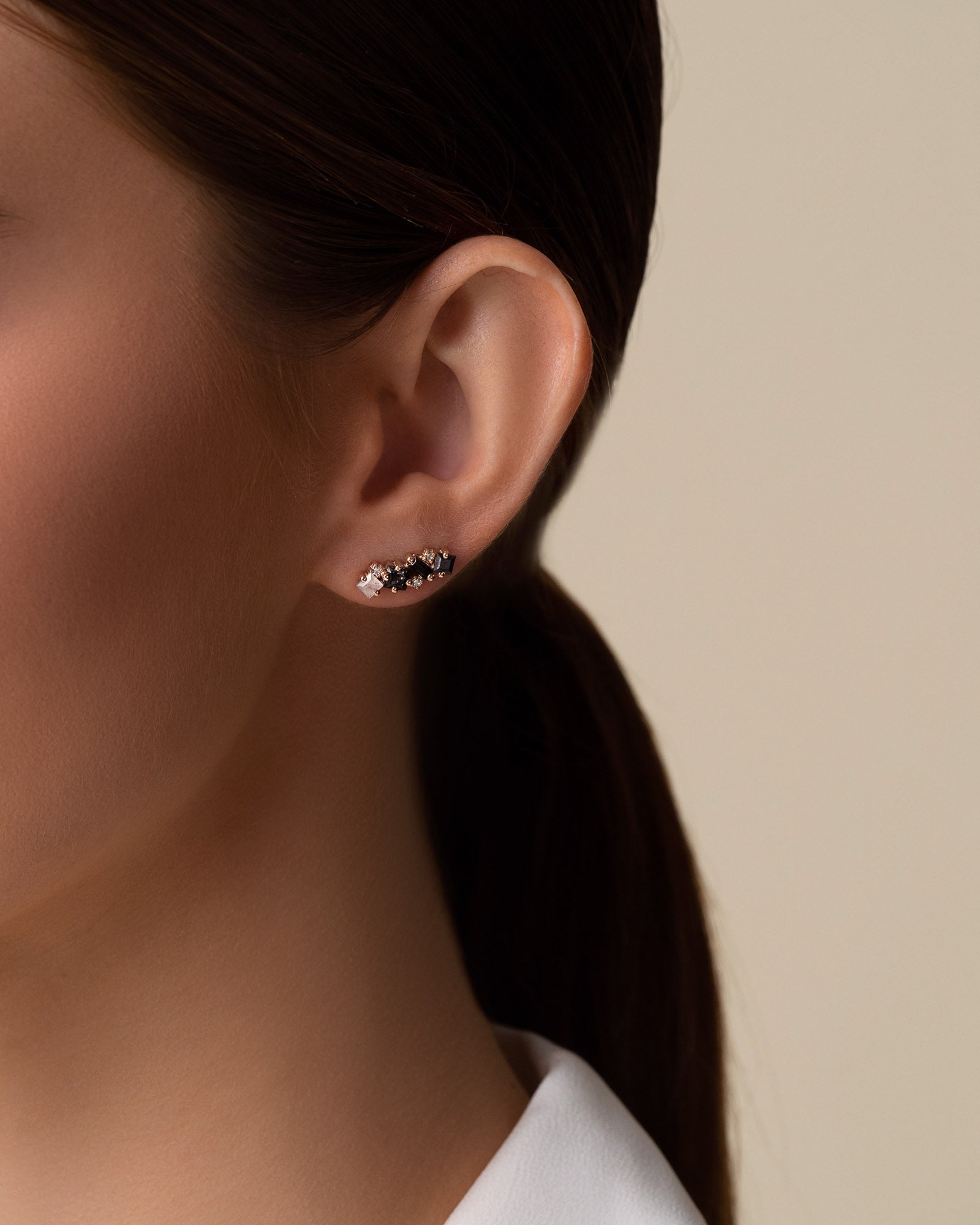 Kalan By Suzanne Kalan Nadima Black Ombre Bar Studs in 14k rose gold