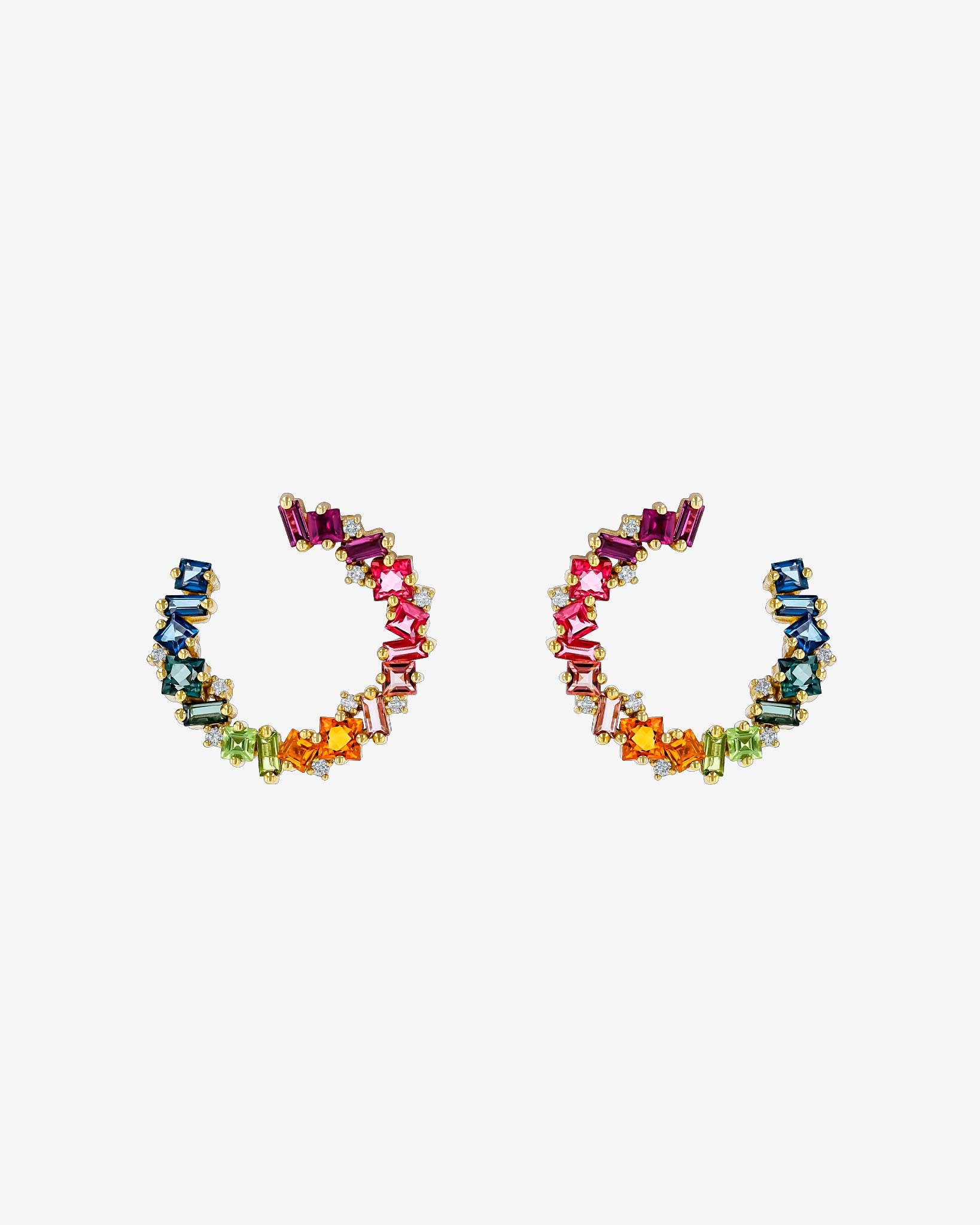 Kalan By Suzanne Kalan Nadima Rainbow Midi Spiral Hoops in 14k yellow gold