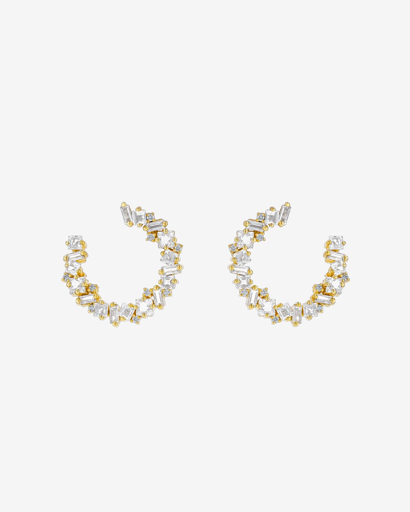 Kalan By Suzanne Kalan Nadima White Topaz Midi Spiral Hoops in 14k yellow gold