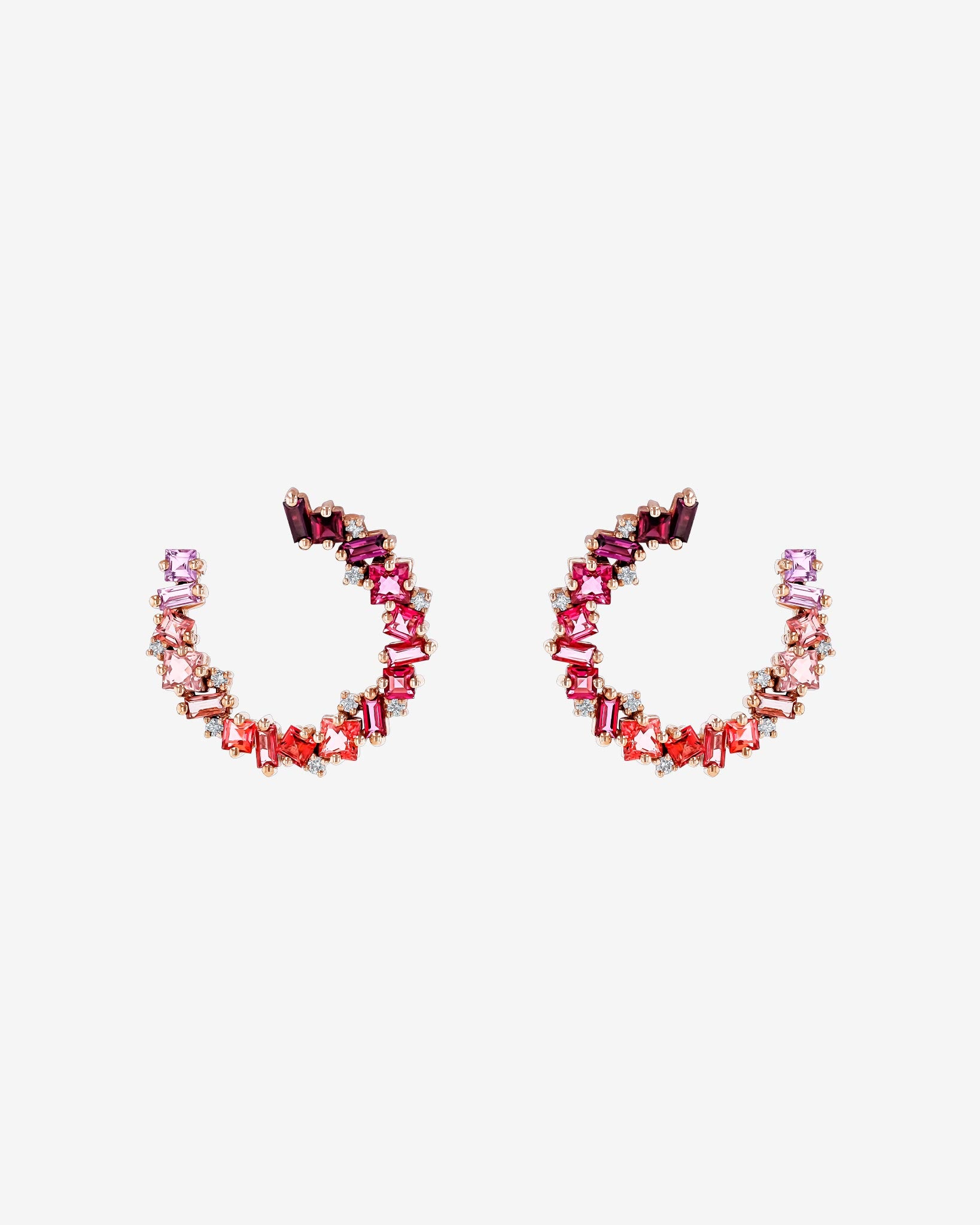 Kalan By Suzanne Kalan Nadima Red Ombre Midi Spiral Hoops in 14k rose gold