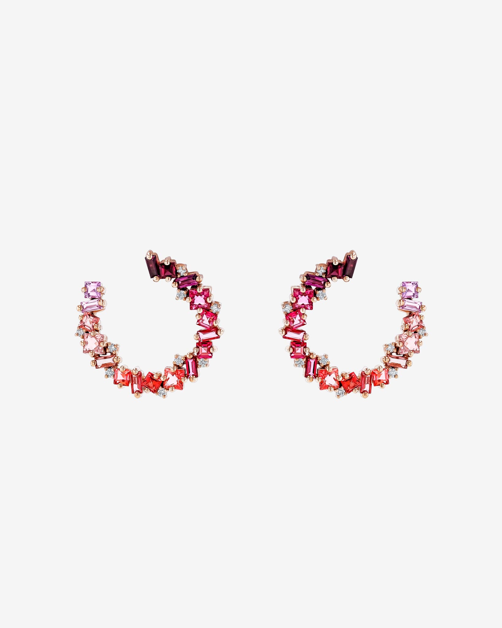 Kalan By Suzanne Kalan Nadima Red Ombre Midi Spiral Hoops in 14k rose gold