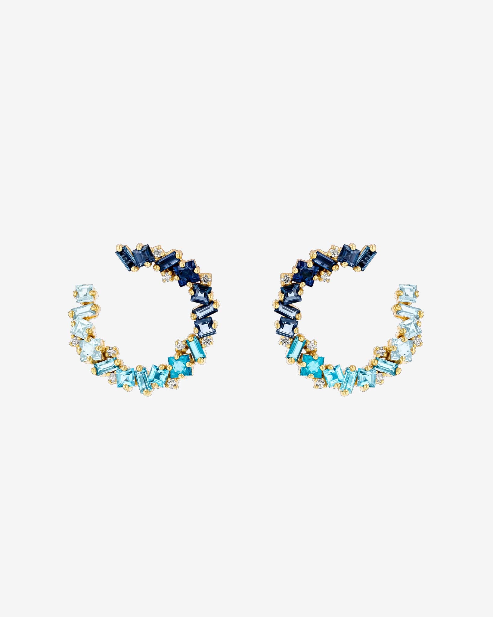 Kalan By Suzanne Kalan Nadima Blue Ombre Midi Spiral Hoops in 14k yellow gold