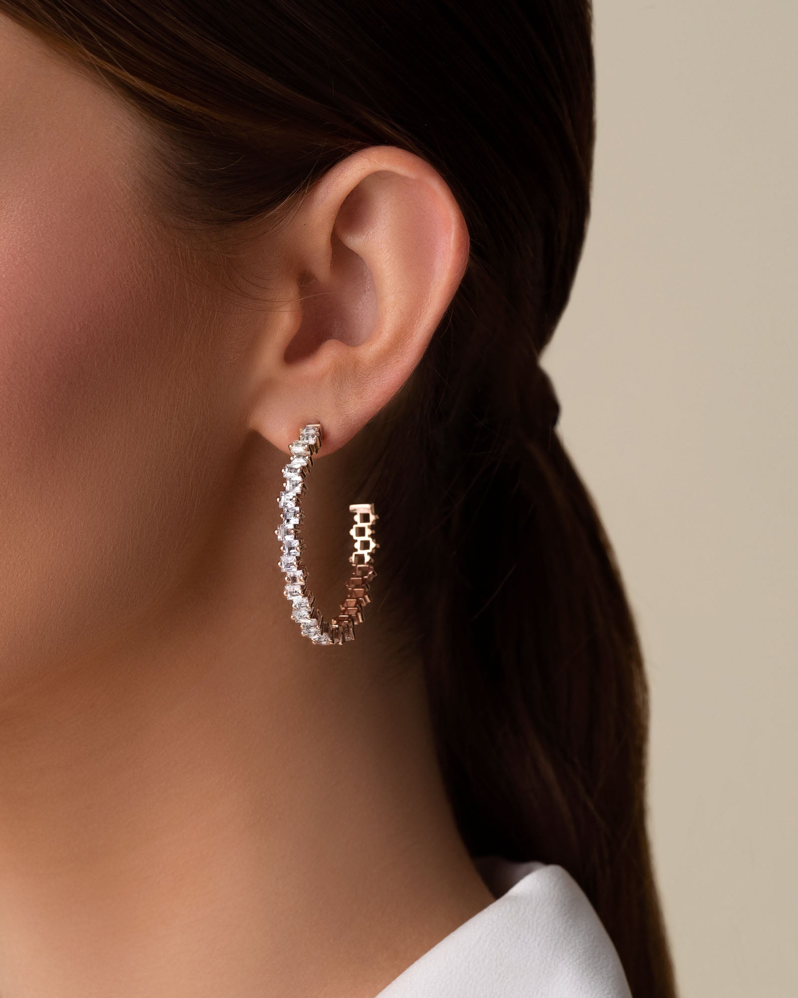 Kalan By Suzanne Kalan Cierra White Topaz Milli Hoops in 14k rose gold