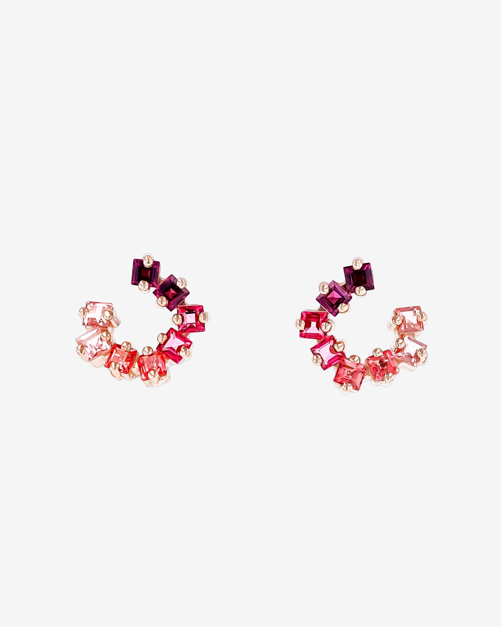 Kalan By Suzanne Kalan Cierra Red Ombre Mini Sideways Hoops in 14k rose gold