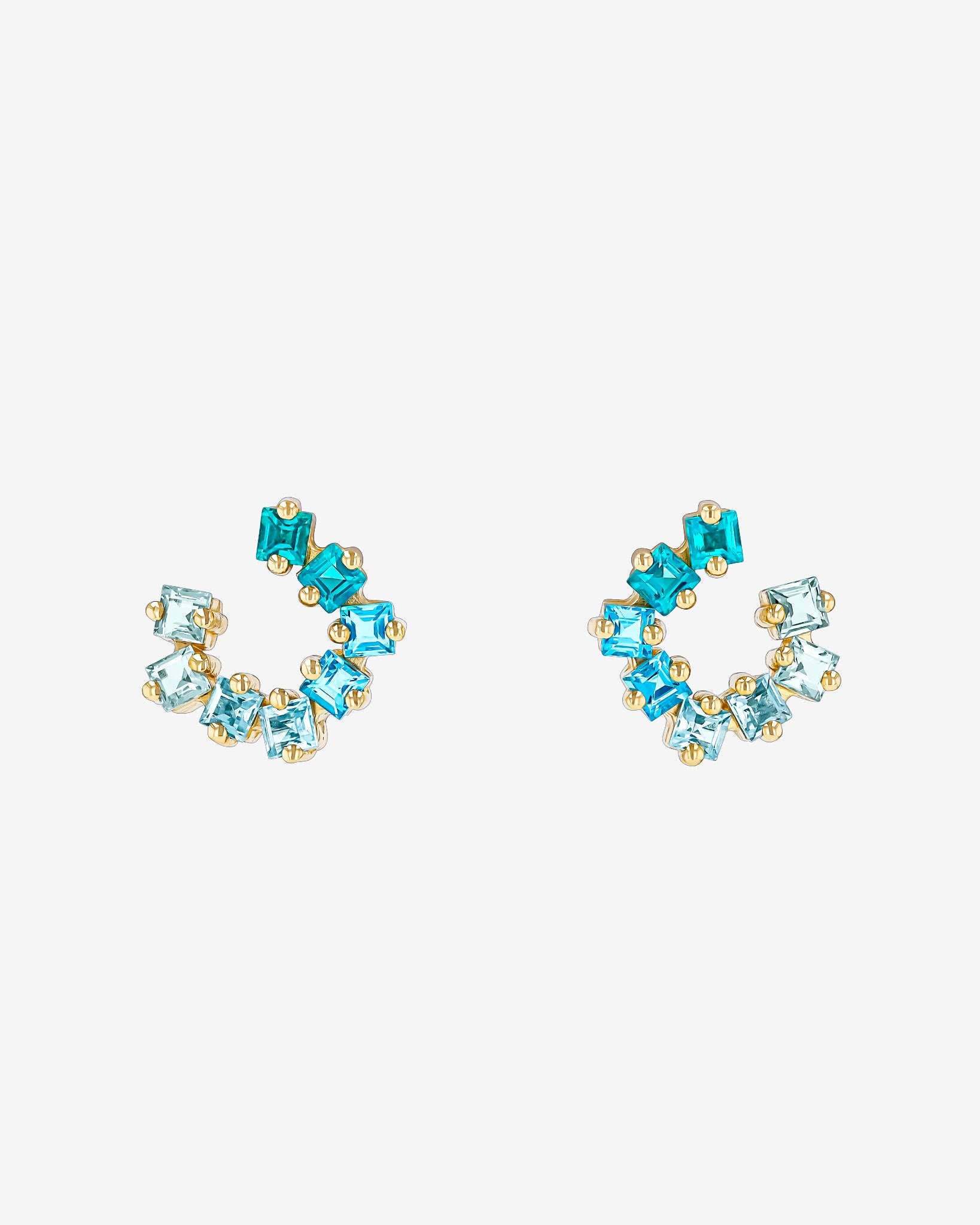 Kalan By Suzanne Kalan Cierra Light Blue Ombre Mini Sideways Hoops in 14k yellow gold