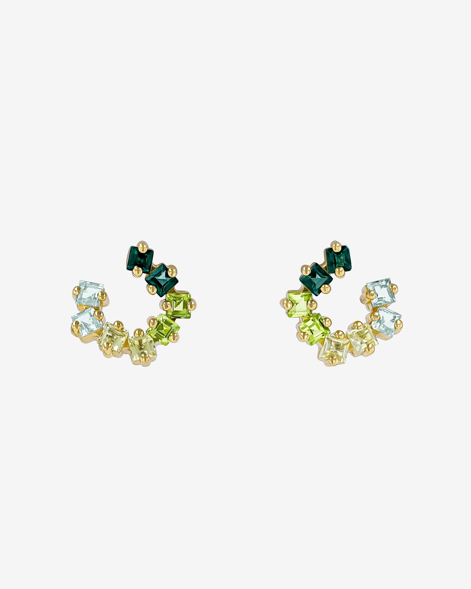Kalan By Suzanne Kalan Cierra Green Ombre Mini Sideways Hoops in 14k yellow gold