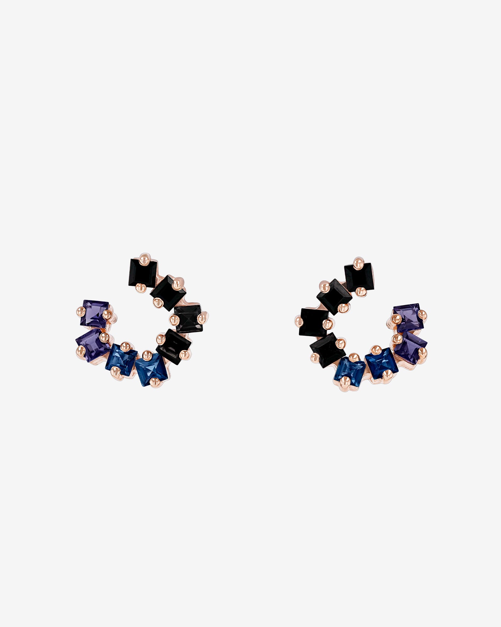 Kalan By Suzanne Kalan Cierra Dark Blue Ombre Mini Sideways Hoops in 14k rose gold