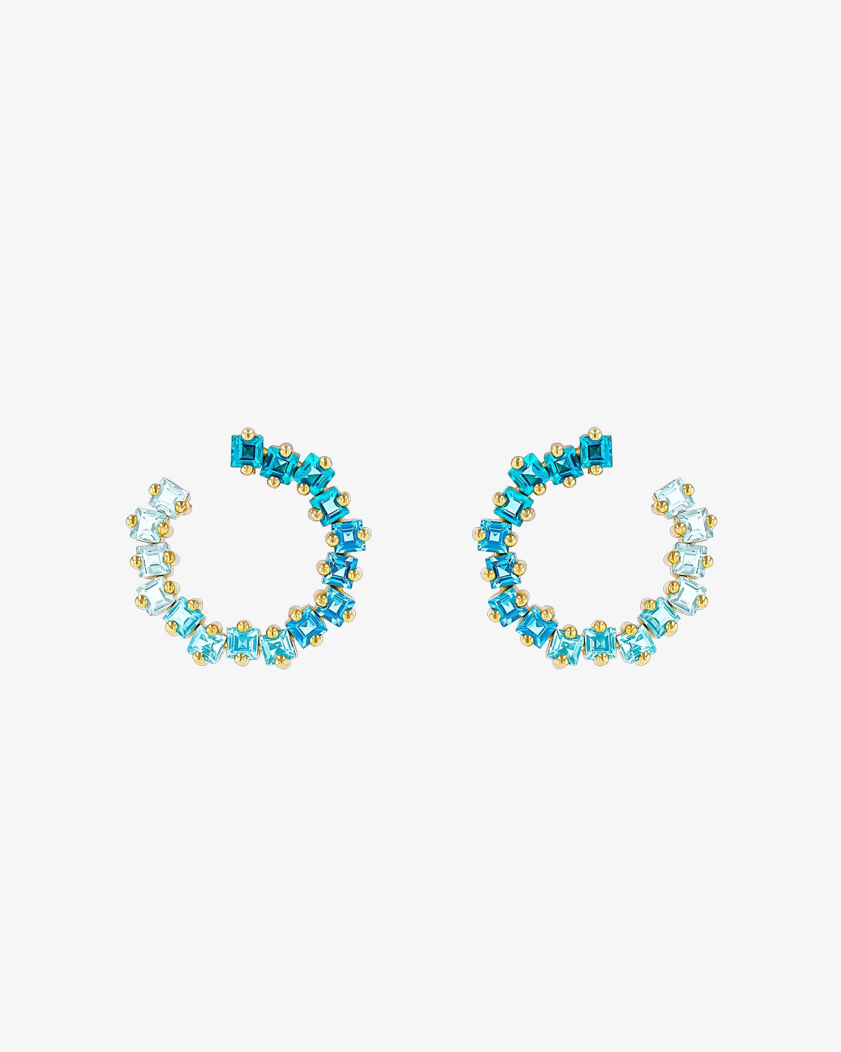 Kalan By Suzanne Kalan Cierra Light Blue Ombre Midi Sideways Hoops in 14k yellow gold