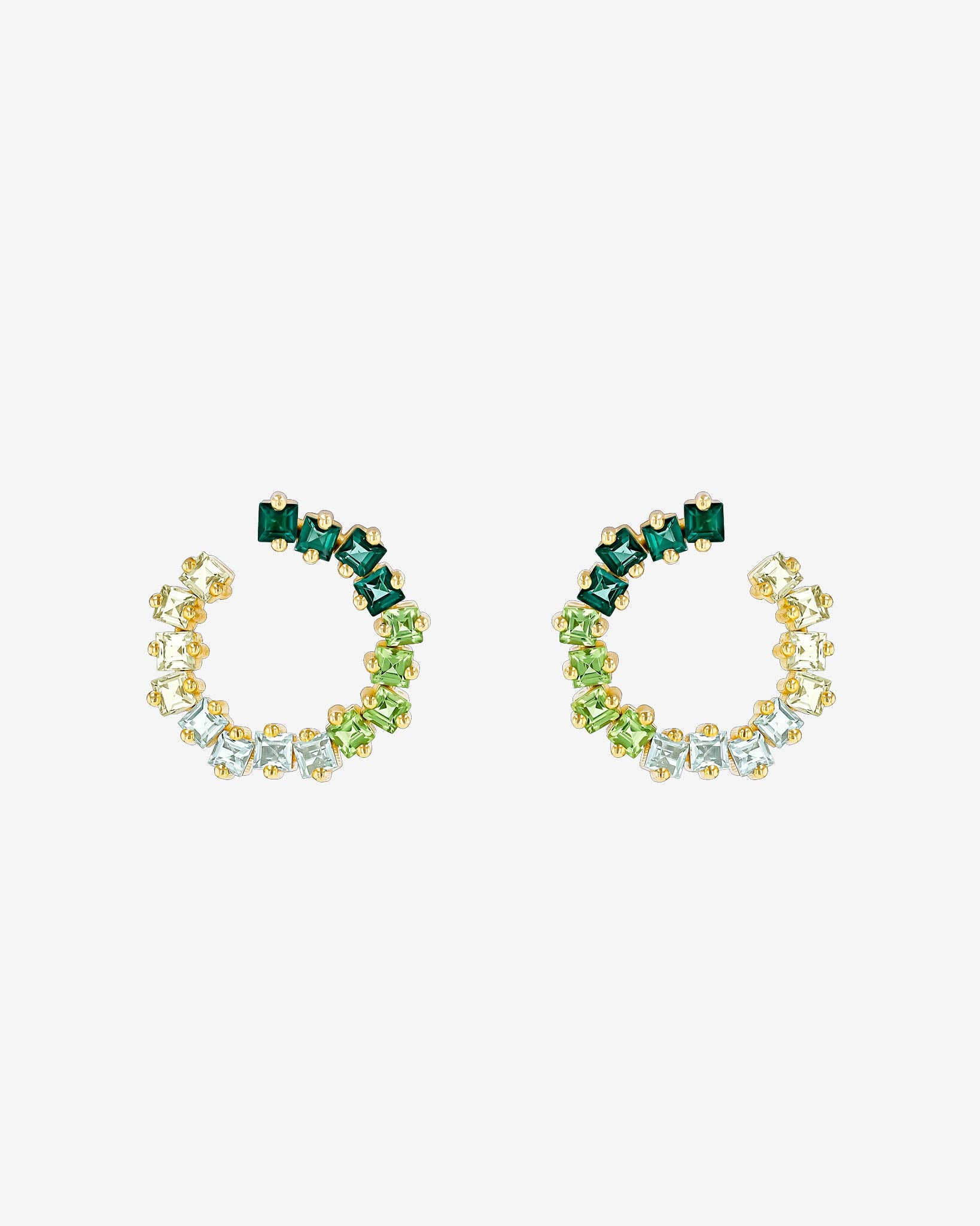 Kalan By Suzanne Kalan Cierra Green Ombre Midi Sideways Hoops in 14k yellow gold