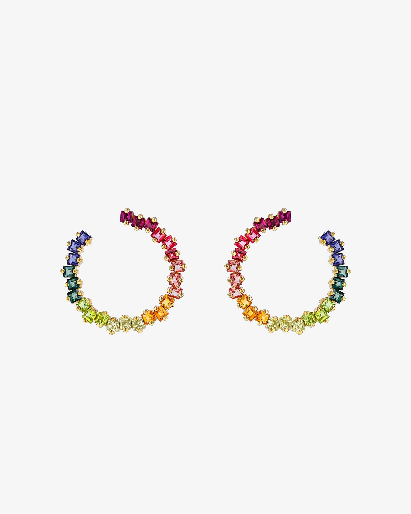 Kalan By Suzanne Kalan Cierra Rainbow Milli Sideways Hoops in 14k yellow gold