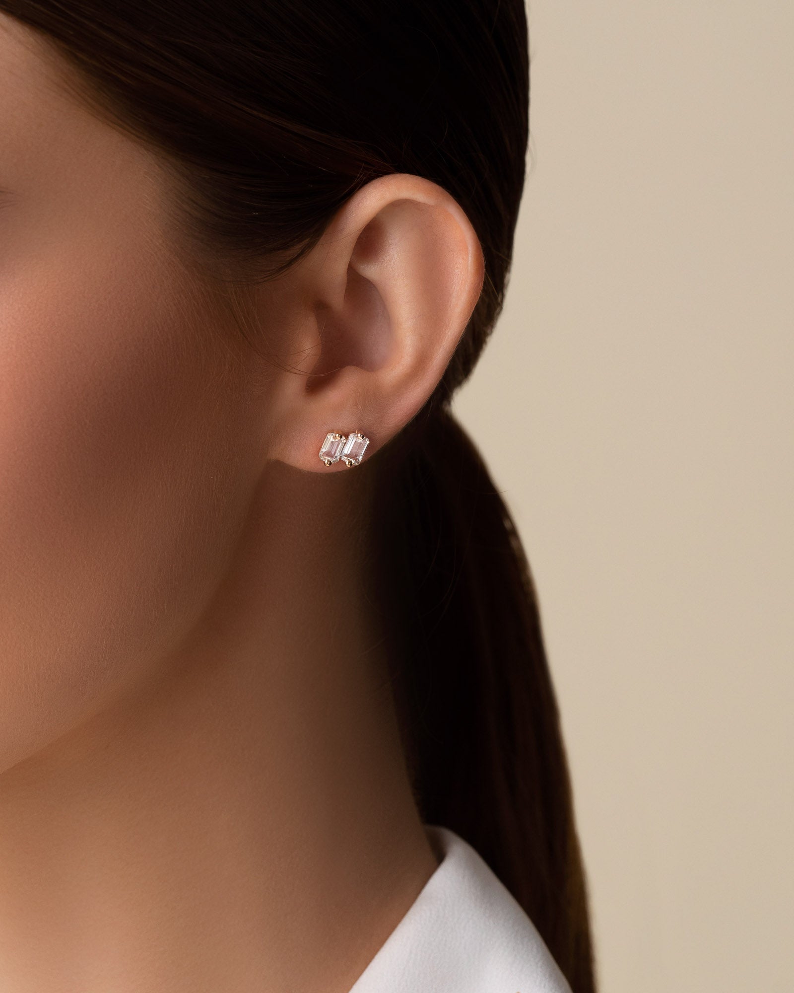 Kalan By Suzanne Kalan Ann White Topaz Studs in 14K rose gold