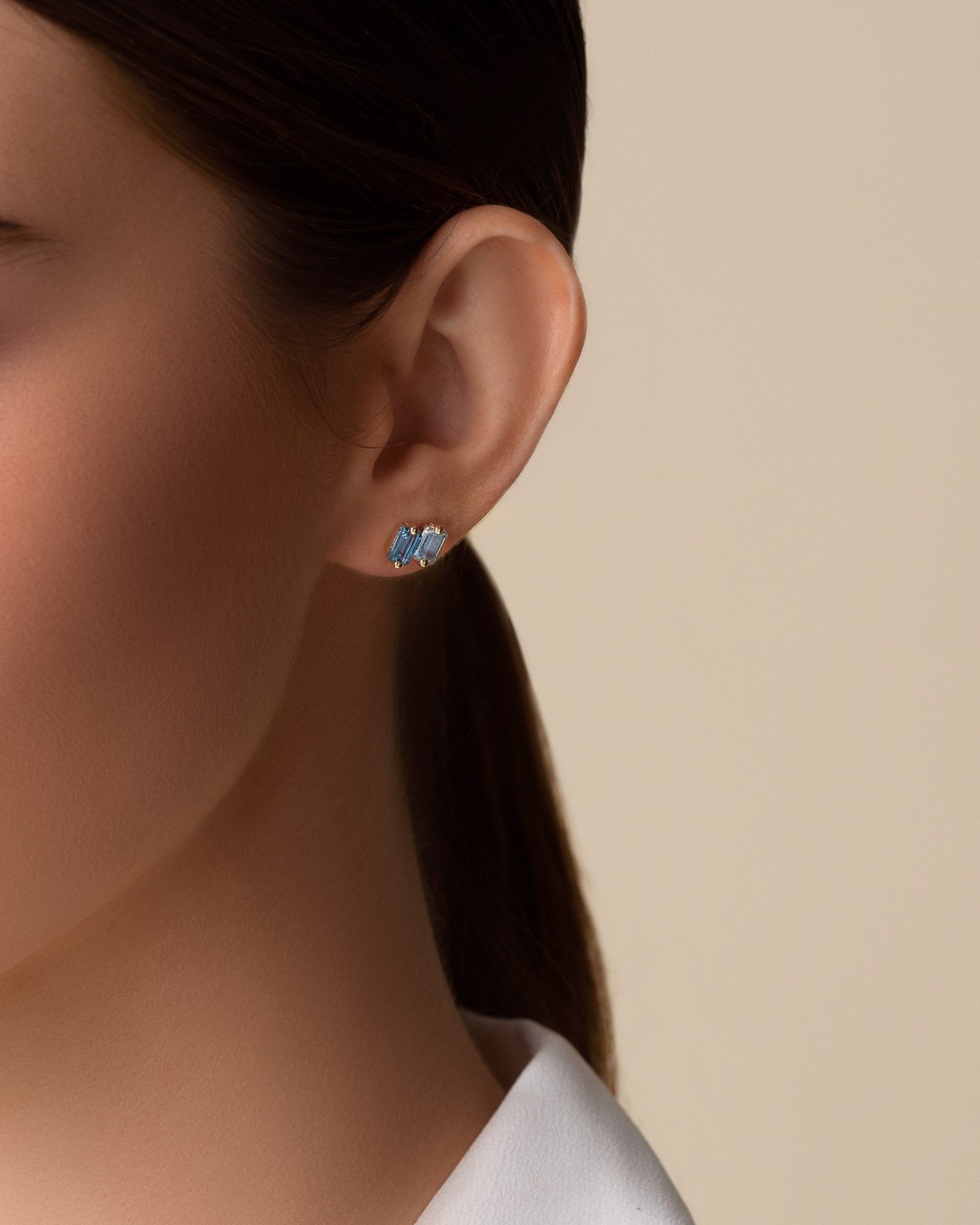 Kalan By Suzanne Kalan Ann Light Blue Ombre Studs in 14K yellow gold