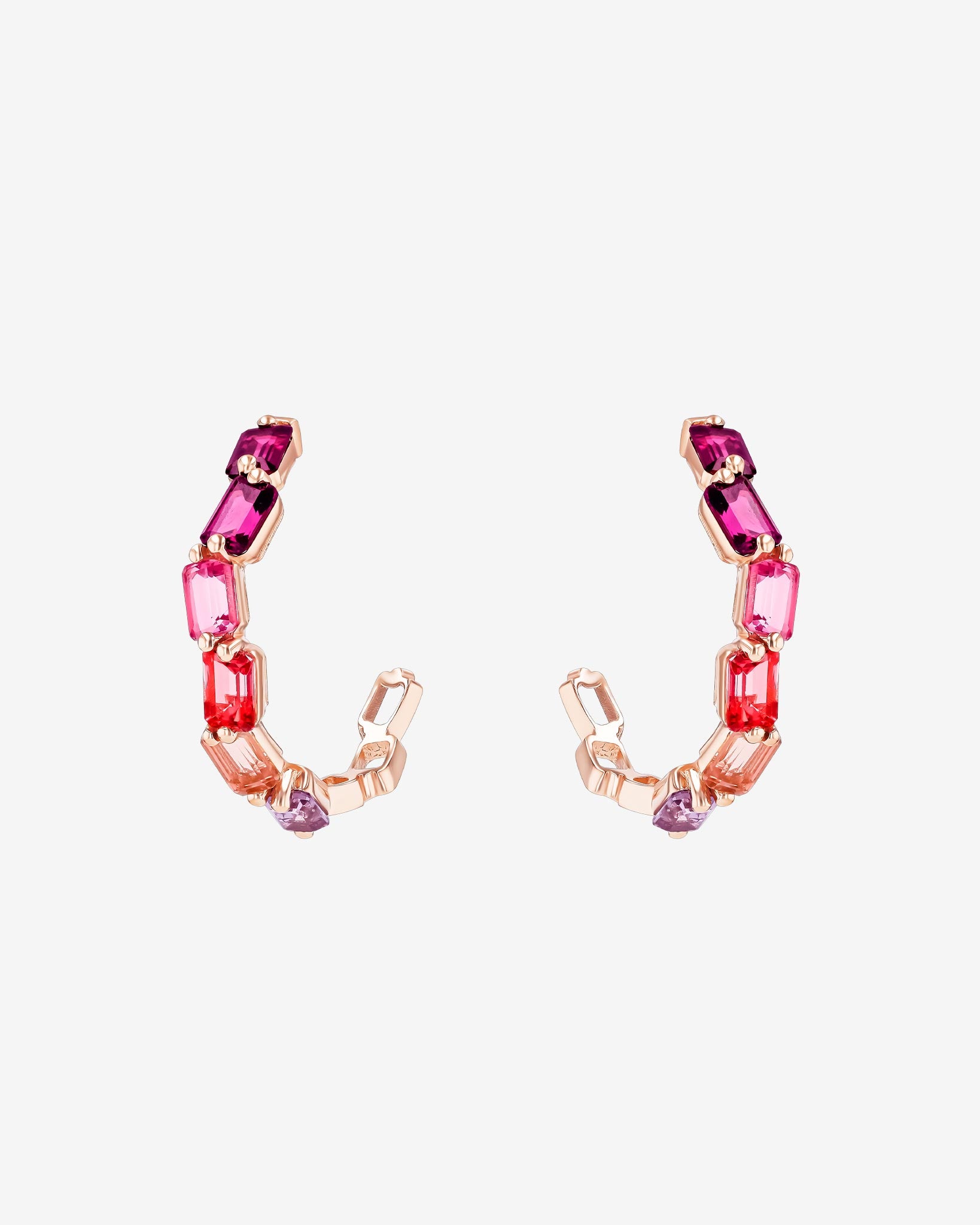 Kalan By Suzanne Kalan Ann Emerald Cut Red Ombre Midi Hoops in 14k rose gold