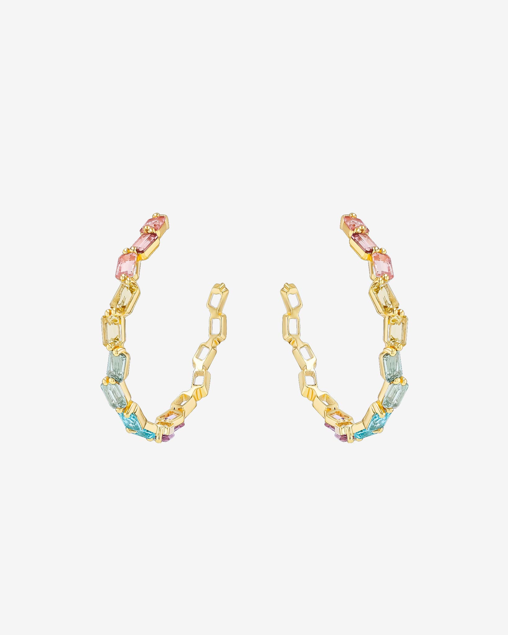 Kalan By Suzanne Kalan Ann Emerald Cut Pastel Milli Hoops in 14k yellow gold