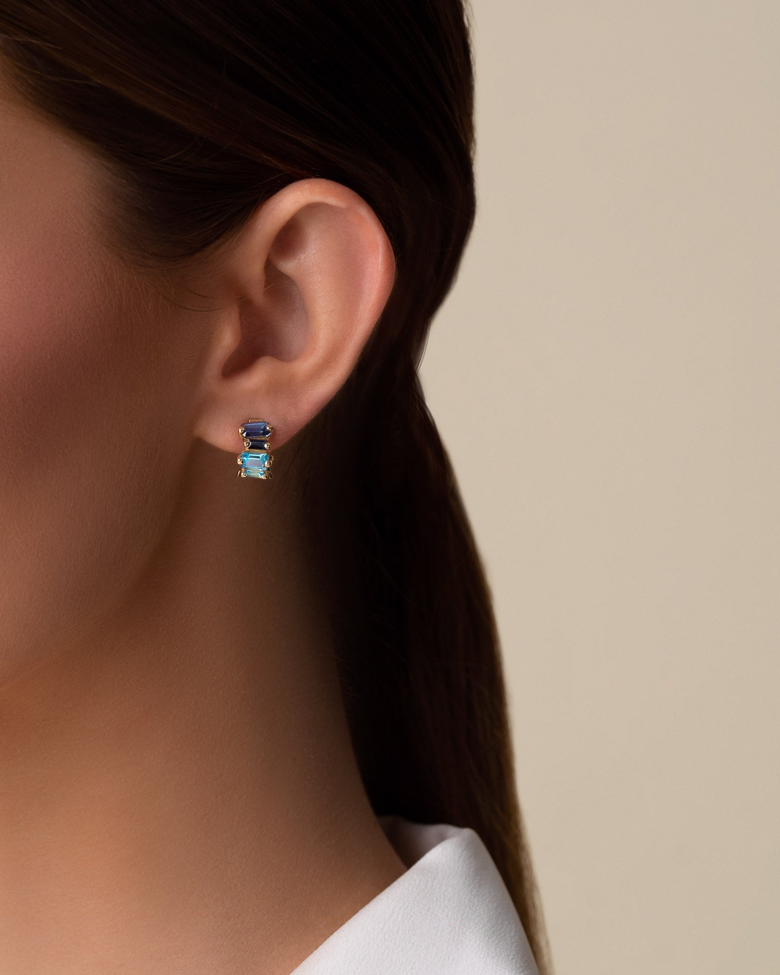 Kalan By Suzanne Kalan Ann Blue Ombre Mini Hoops in 14k yellow gold
