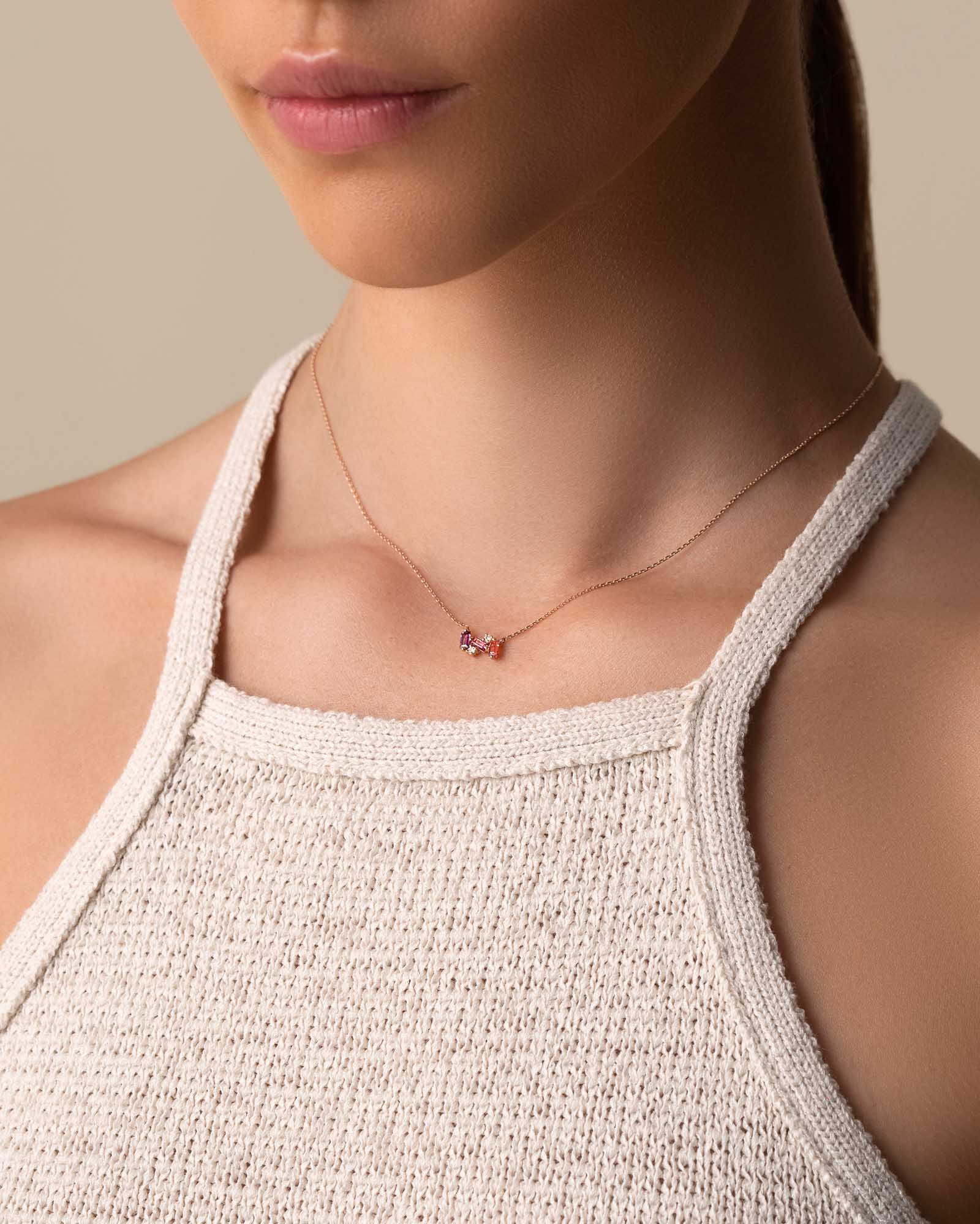 Kalan By Suzanne Kalan Amalfi Mini Burst Red Ombre Pendant in 14k rose gold