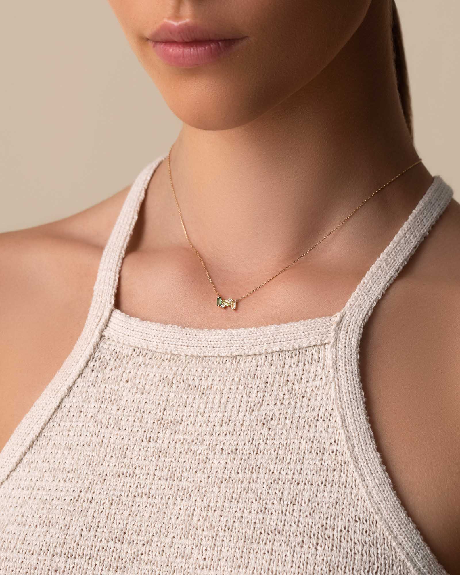 Kalan By Suzanne Kalan Amalfi Mini Burst Green Ombre Pendant in 14k yellow gold