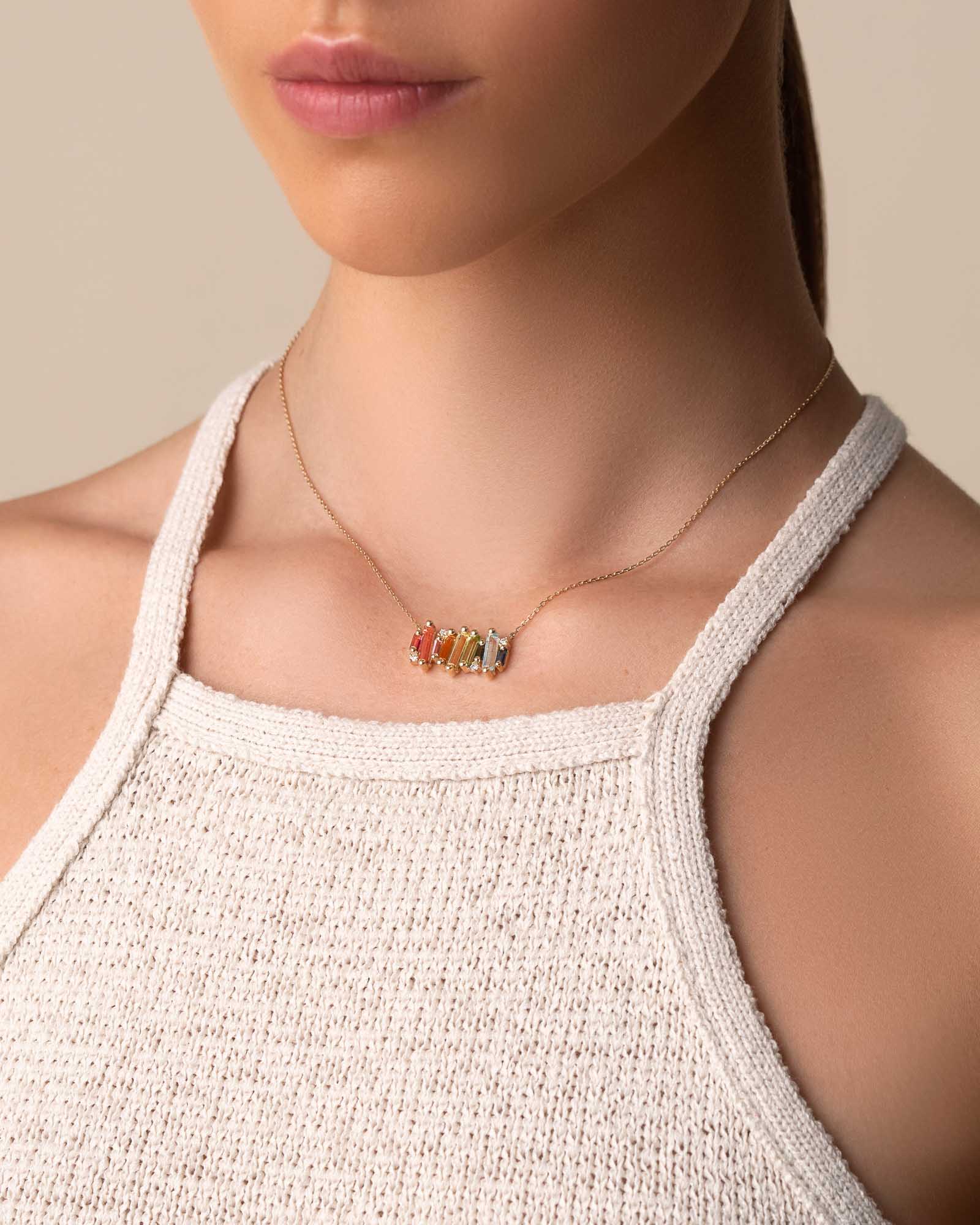 Kalan By Suzanne Kalan Amalfi Burst Rainbow Stacker Pendant in 14k yellow gold