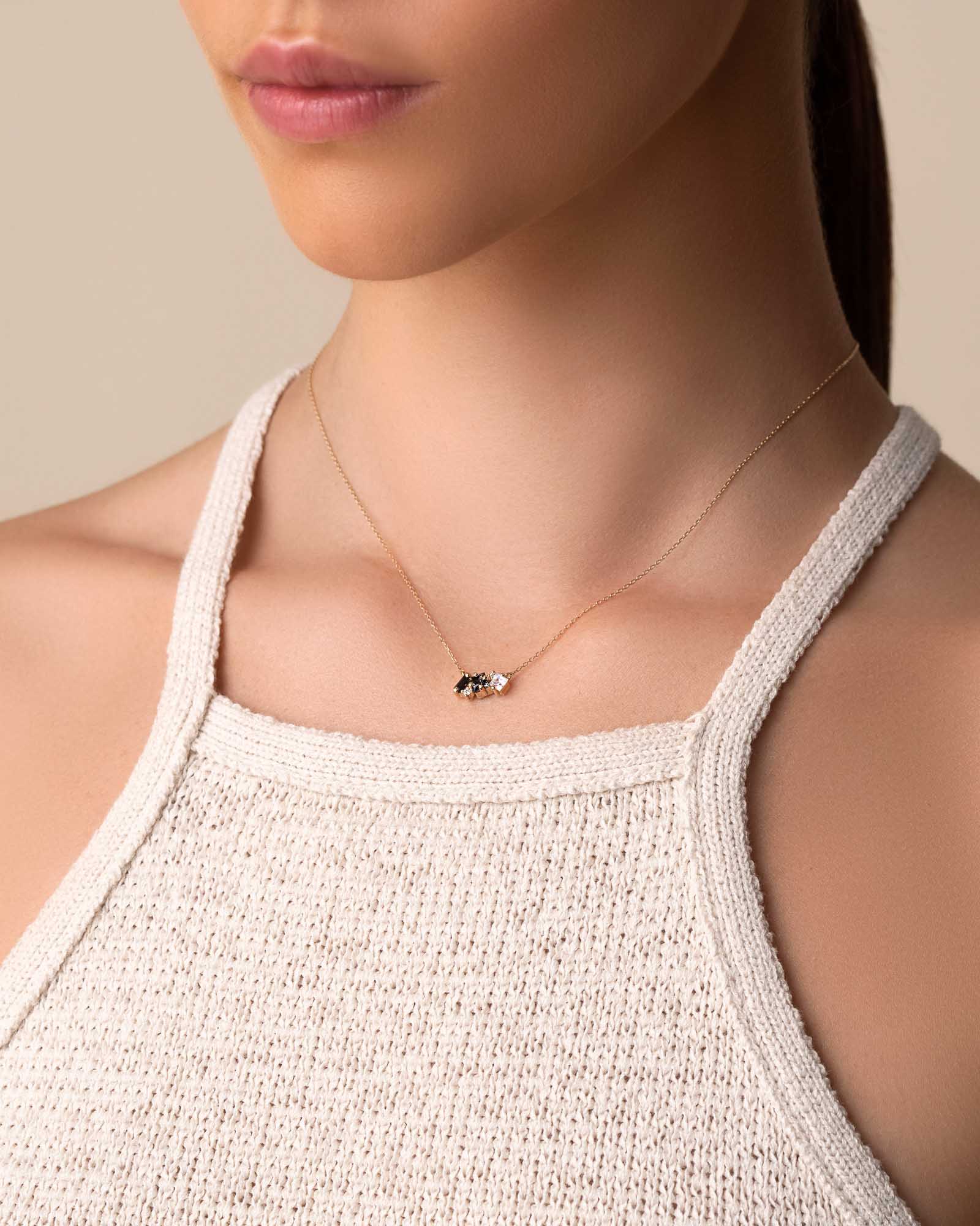 Kalan By Suzanne Kalan Nadima Black Ombre Mini Bar Pendant in 14k yellow gold