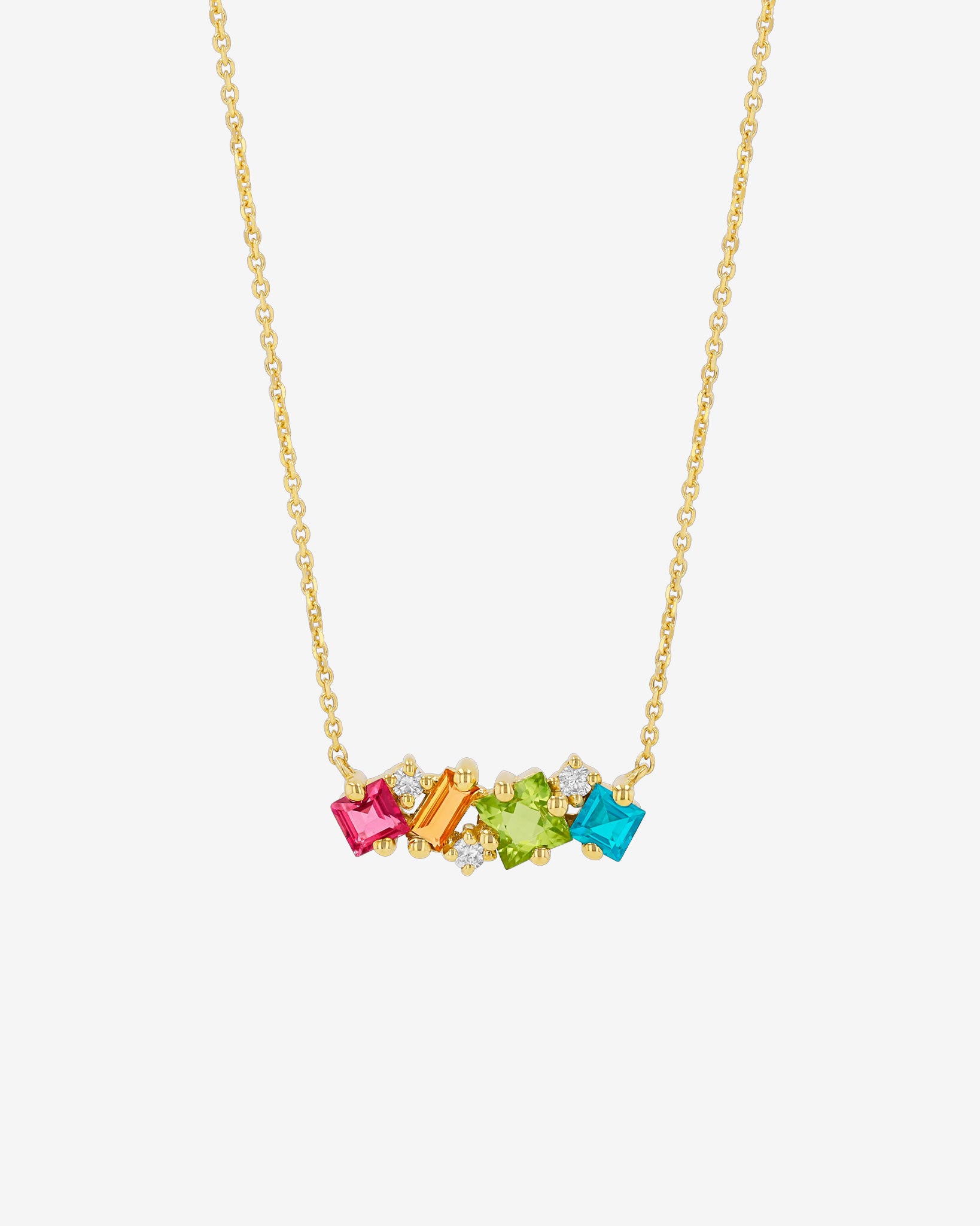 Kalan By Suzanne Kalan Nadima Rainbow Ombre Midi Bar Pendant in 14k yellow gold