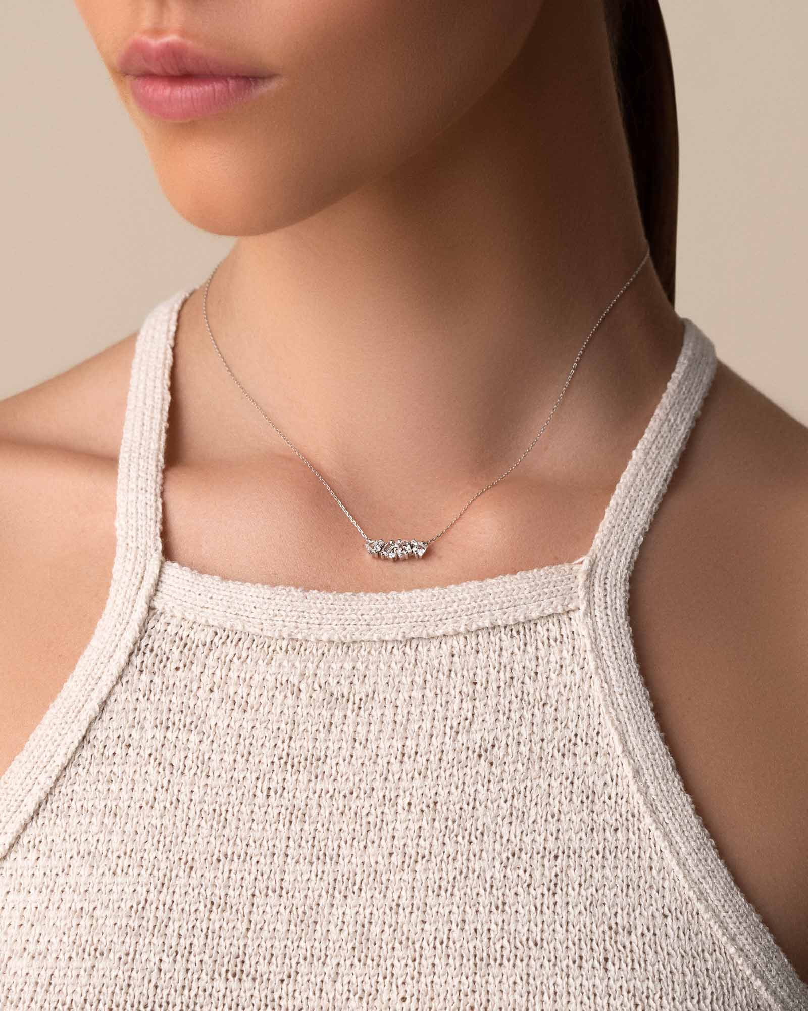 Kalan By Suzanne Kalan Nadima White Topaz Midi Bar Pendant in 14k white gold