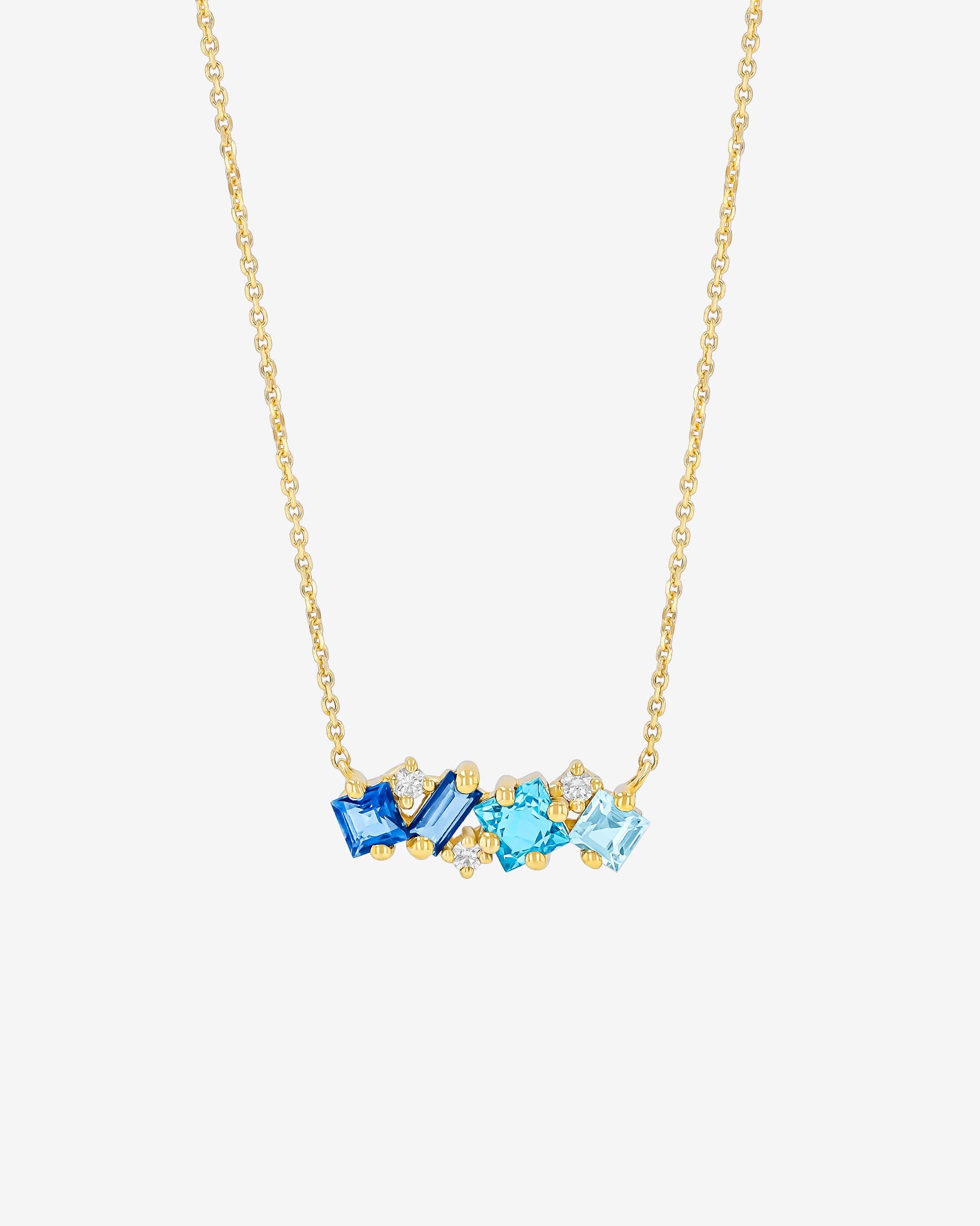 Kalan By Suzanne Kalan Nadima Blue Ombre Midi Bar Pendant in 14k yellow gold