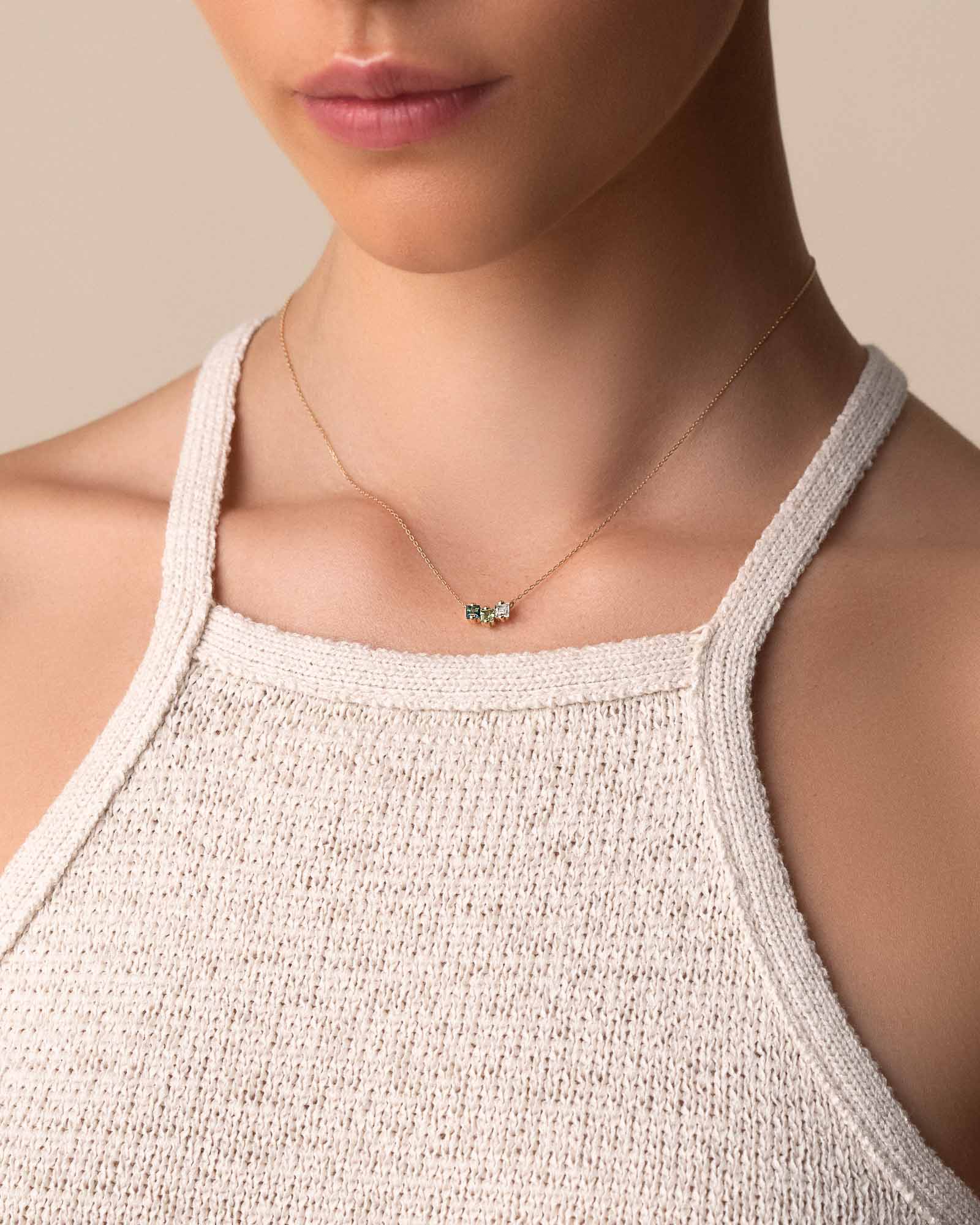 Kalan By Suzanne Kalan Cierra Green Ombre Mini Bar Pendant in 14k yellow gold