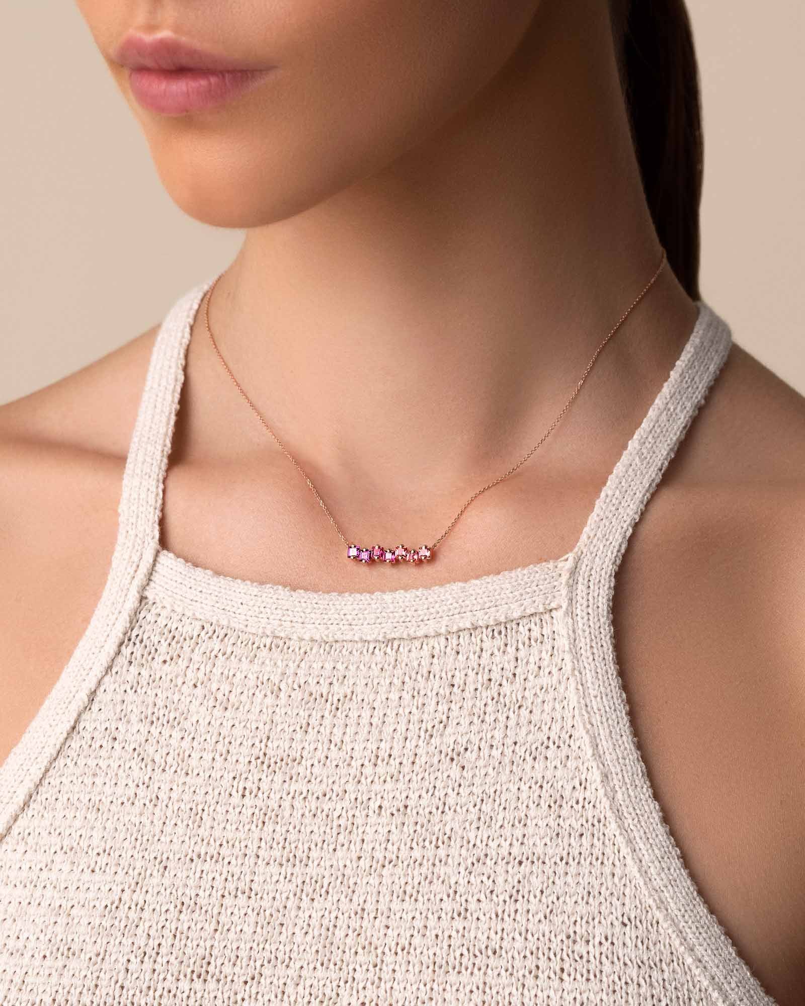 Kalan By Suzanne Kalan Cierra Red Ombre Bar Pendant in 14k rose gold