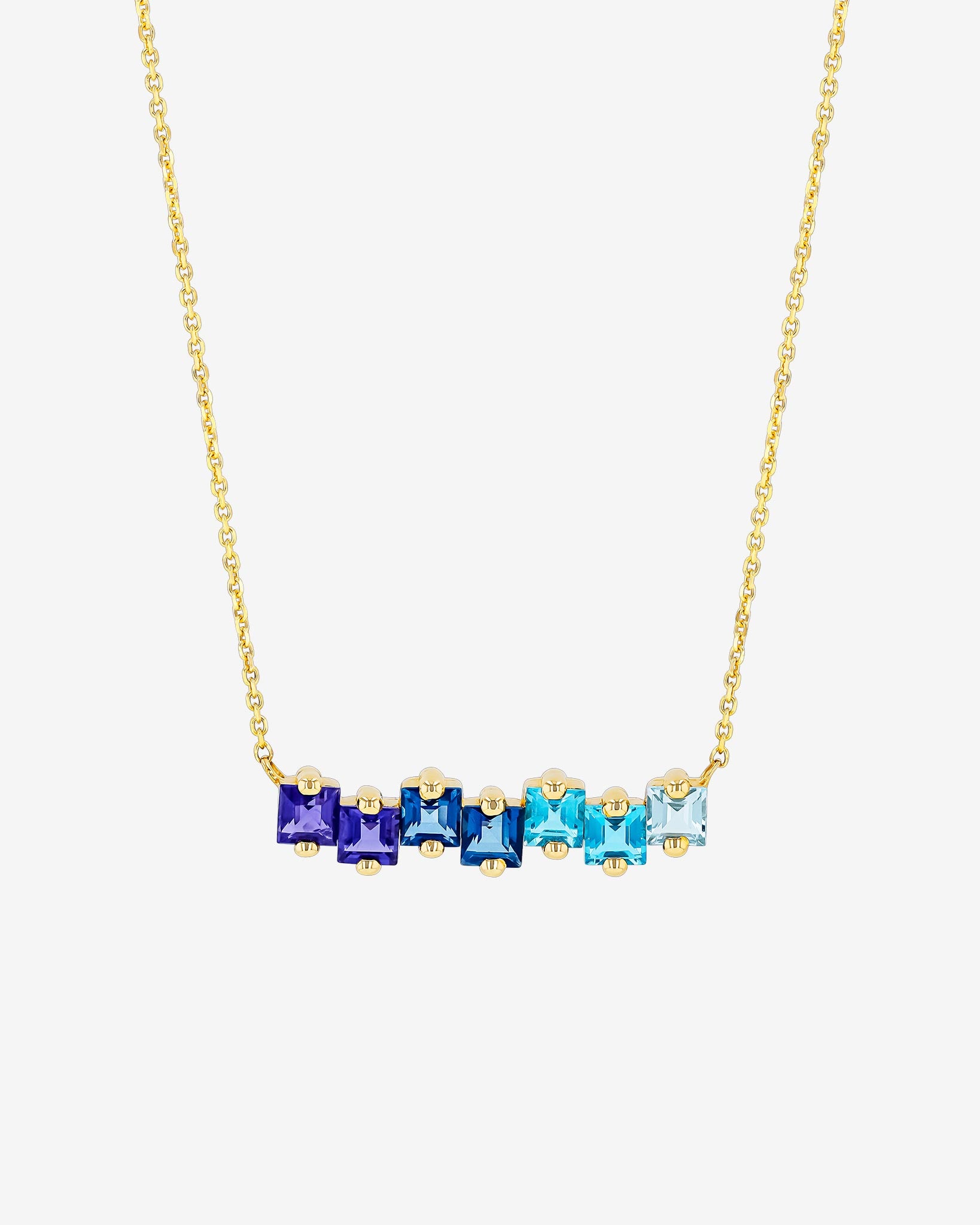 Suzanne Kalan Cierra Blue Ombre Bar Pendant in 14k yellow gold