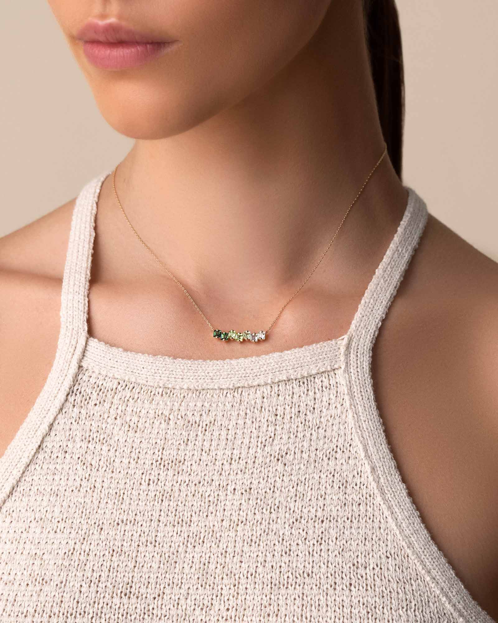 Kalan By Suzanne Kalan Cierra Green Ombre Bar Pendant in 14k yellow gold