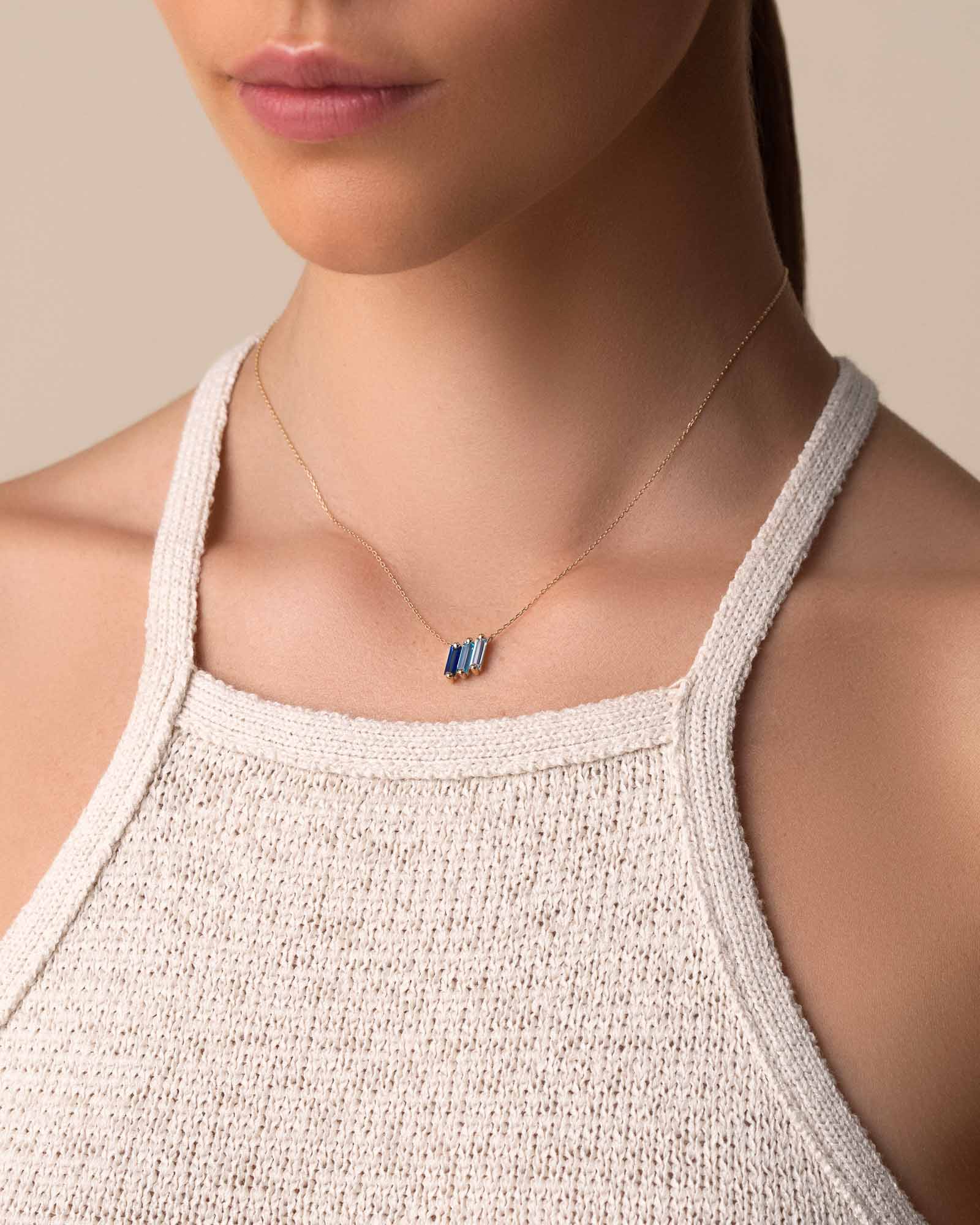 Kalan By Suzanne Kalan Amalfi Midi Dark Blue Ombre Pendant in 14k yellow gold